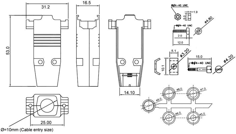 Encitech CCOV9-ME-RG 2360-0107-01 D-SUB Gehäuse Polzahl: 9 Zinkdruckguss 180° Metall 1St.