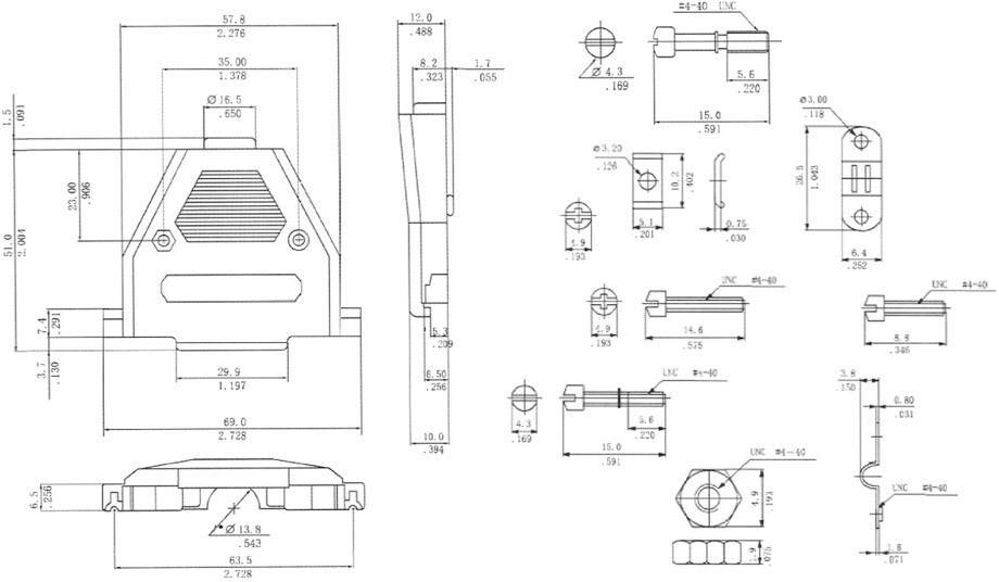 Encitech CCOV37SCMP 2360-0105-04 D-SUB Gehäuse Polzahl: 37 Kunststoff 180° Metallic
