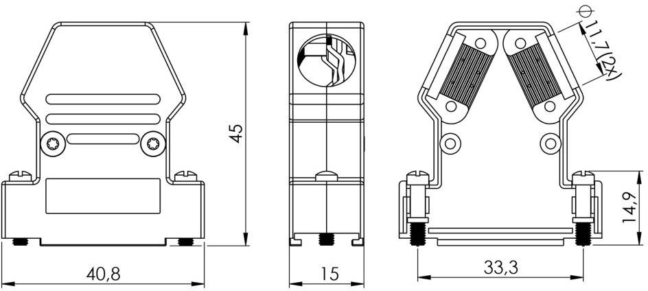 Encitech DYZK15-K 6560-0202-02 D-SUB Gehäuse Polzahl: 15 Zinkdruckguss Metall 1St.