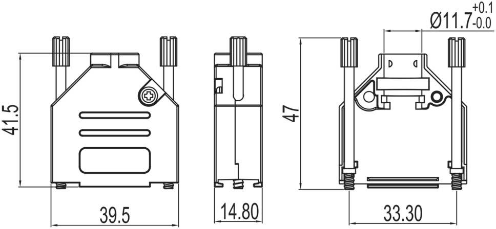 Encitech DTCK15-BK-K 6560-0815-02 D-SUB Gehäuse Polzahl: 15 Zinkdruckguss 180° Schwarz 1St.