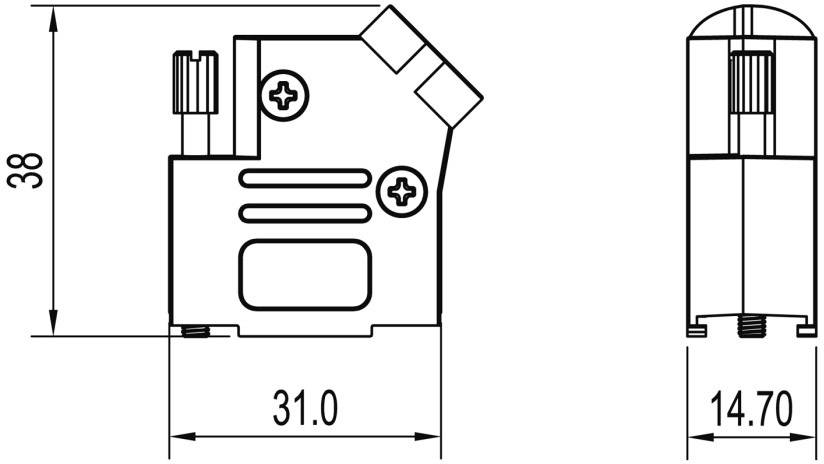 Encitech D45ZK09-NM-K 6560-0166-11 D-SUB Gehäuse Polzahl: 9 Zinkdruckguss 45° Metall 1St.