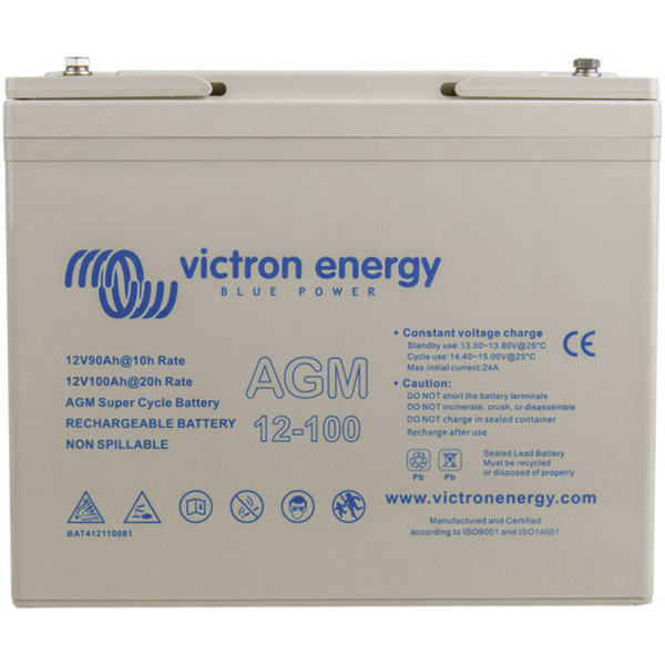 Victron Energy Super Cycle BAT412110081 Bleiakku 12V 100Ah Blei-Vlies (AGM) M6-Schraubanschluss