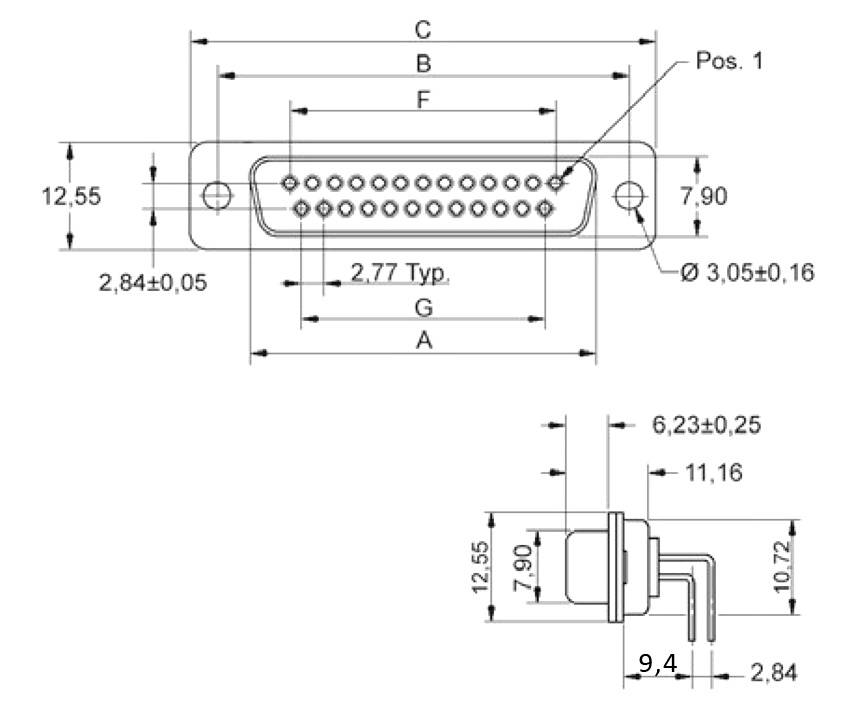 Encitech DD25-F-T-B-M-RBM 2103-2200-13 D-SUB Buchsenleiste 90° Polzahl: 25 Lötpins 1 St. Tray