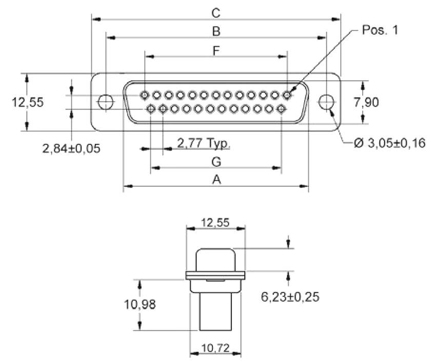 Encitech DBC25-SS 2101-0190-13 D-SUB Buchsenleiste 180° Polzahl: 25 Crimpen Tray