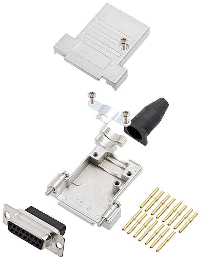 Encitech DTSL15-SJSRG-T-DBCS-K 6355-0089-12 D-SUB Buchsenleisten-Set 180° Polzahl: 15 Crimpen 1St.