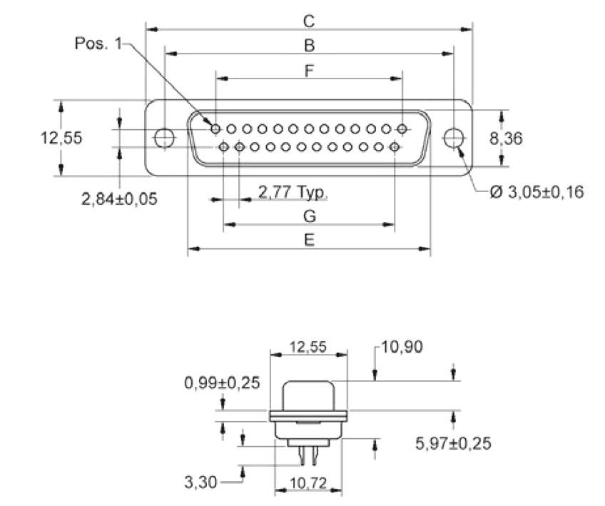 Encitech DB25-SP-J 2101-0182-03 D-SUB Stiftleiste 180° Polzahl: 25 Lötkelch Tray