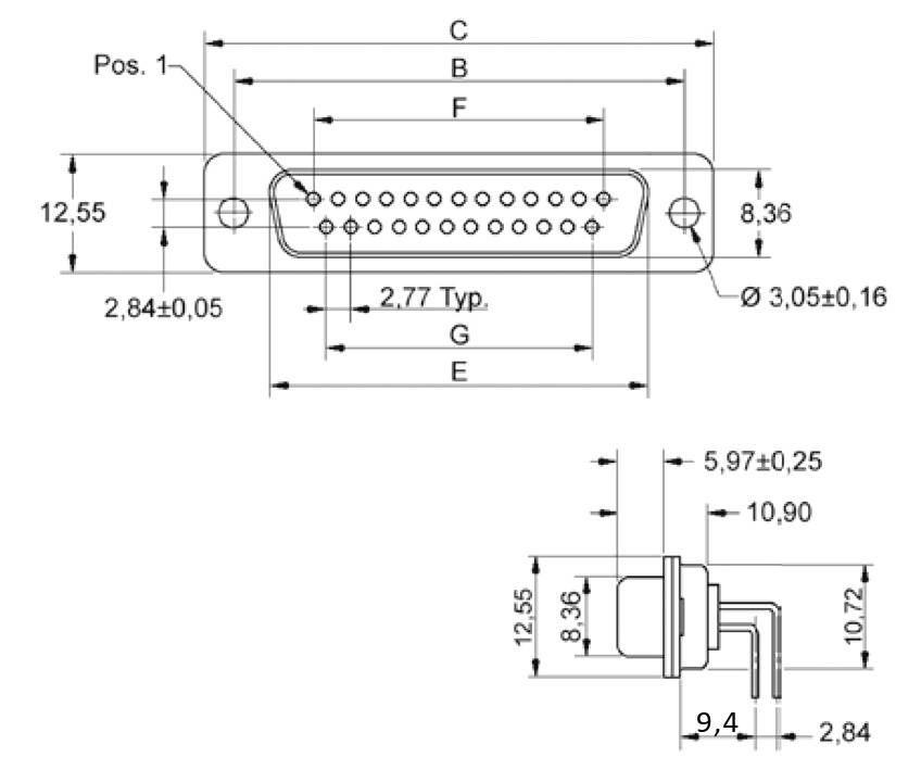 Encitech DD25-M-T-B-M-RBM 2103-2200-03 D-SUB Stiftleiste 90° Polzahl: 25 Lötpins 1 St. Tray
