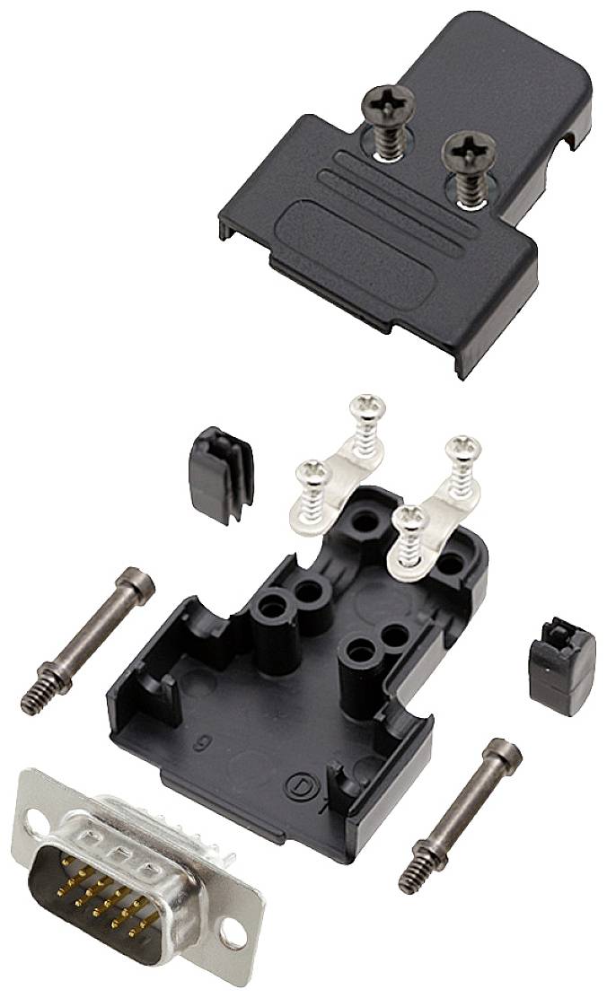 Encitech TRI-P-09-HDP15-W-K 6355-8068-01 D-SUB Stiftleisten-Set 180° Polzahl: 15 Lötkelch