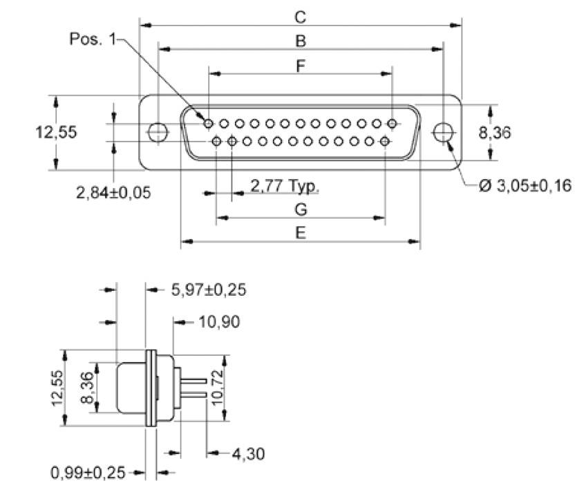 Encitech DD09-MTBS 2103-0100-01 D-SUB Stiftleiste 180° Polzahl: 9 Lötpins Tray