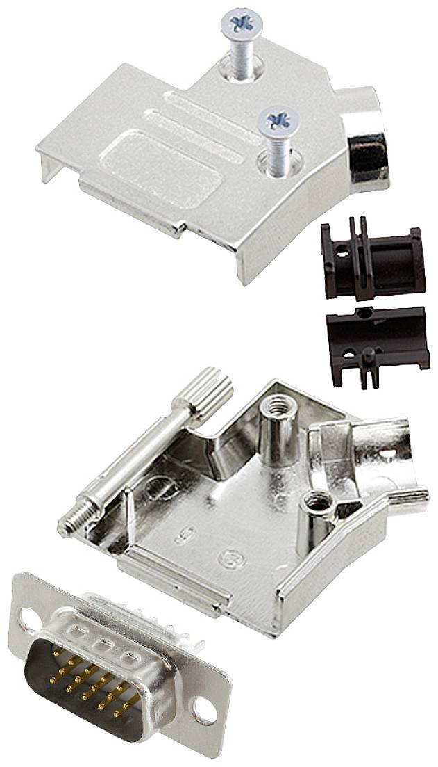 Encitech D45ZK09-HDP15-W-K 6355-8013-01 D-SUB Stiftleisten-Set 45° Polzahl: 15 Lötkelch 1St.