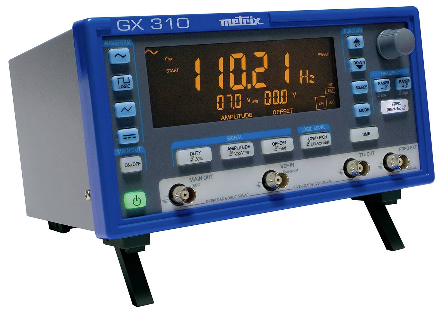 Metrix GX 310-P Funktionsgenerator USB, Funktionsgenerator netzbetrieben 0.001Hz - 10MHz Dreieck, Rechteck, Sinus