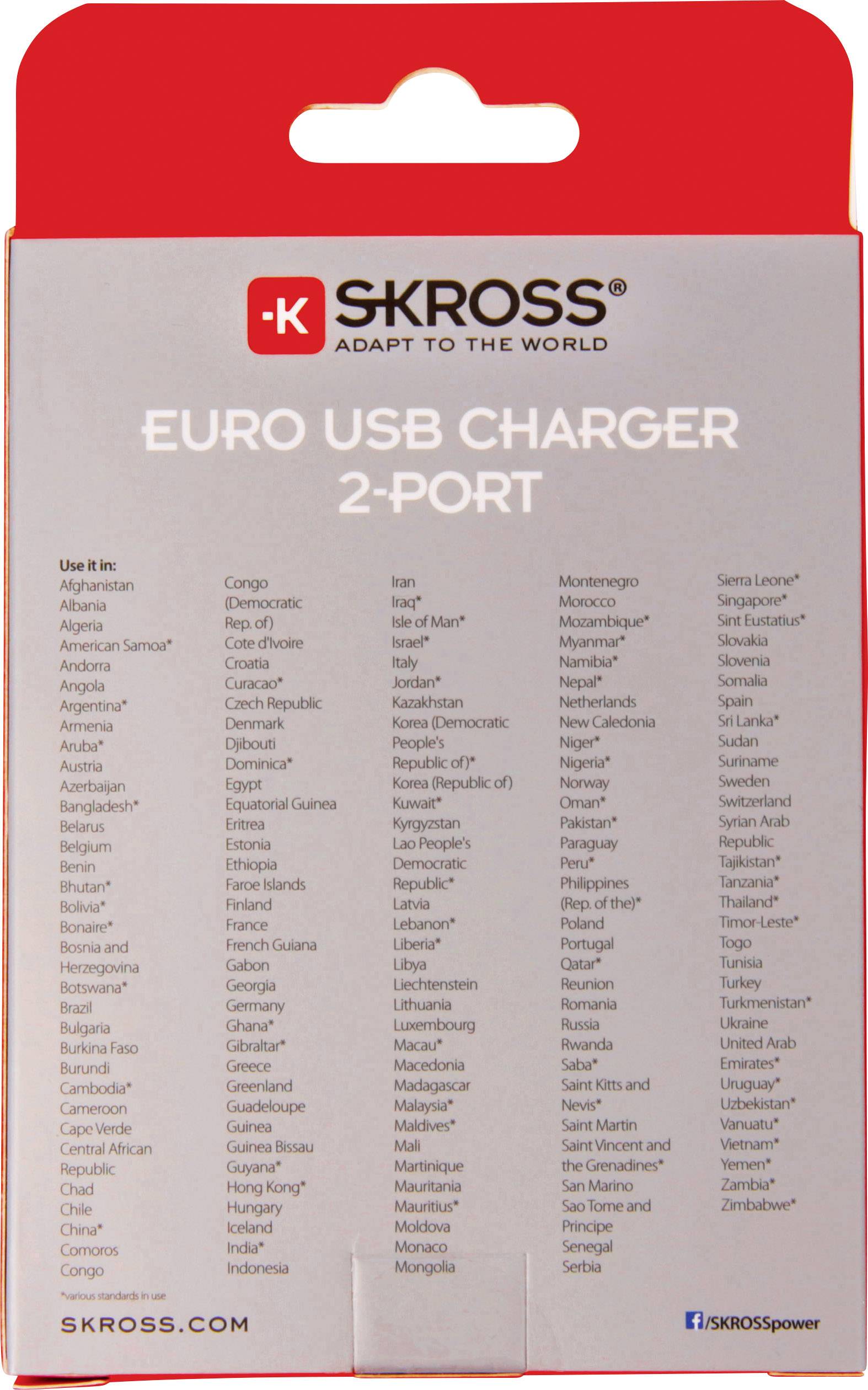 Skross USB Ladegerät 2x USB-A Weiß, Silber Innenbereich