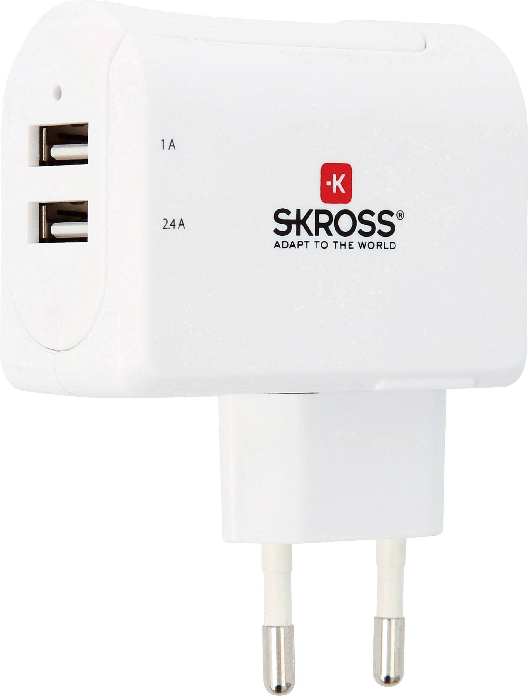 Skross USB Ladegerät 2x USB-A Weiß, Silber Innenbereich