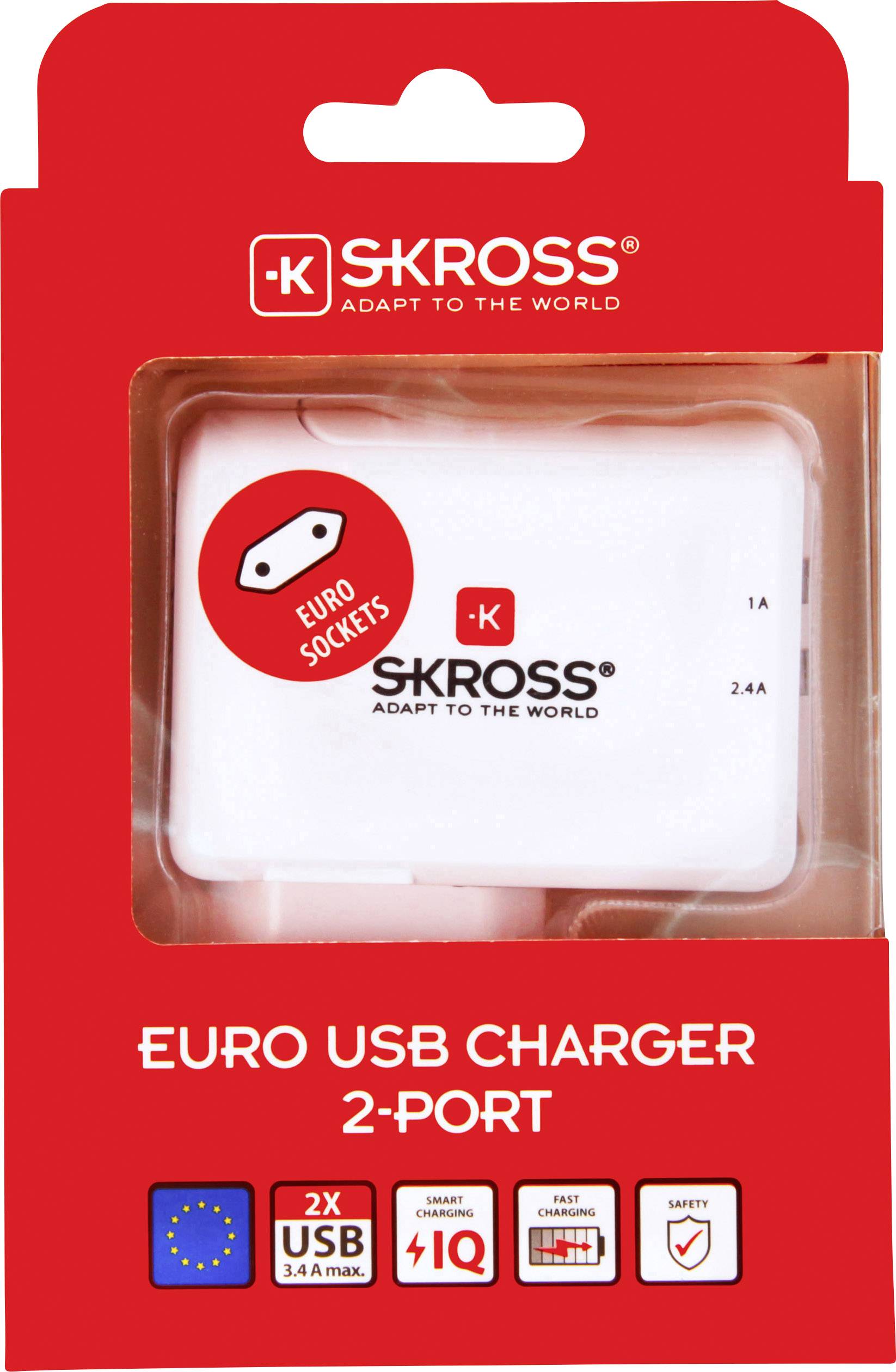 Skross USB Ladegerät 2x USB-A Weiß, Silber Innenbereich