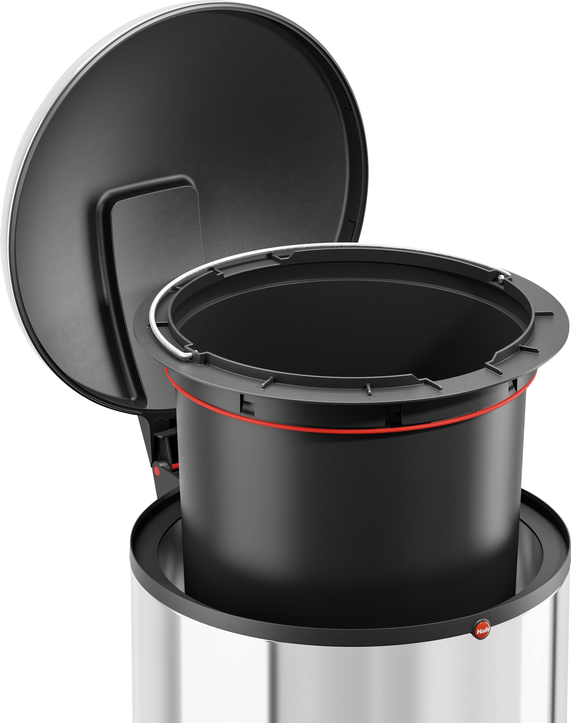 Hailo Harmony L 0531-010 Mülleimer 20 l Edelstahl (Ø x H) 308 mm x 642 mm Silber Fuß-Tretmechanik 1 St.