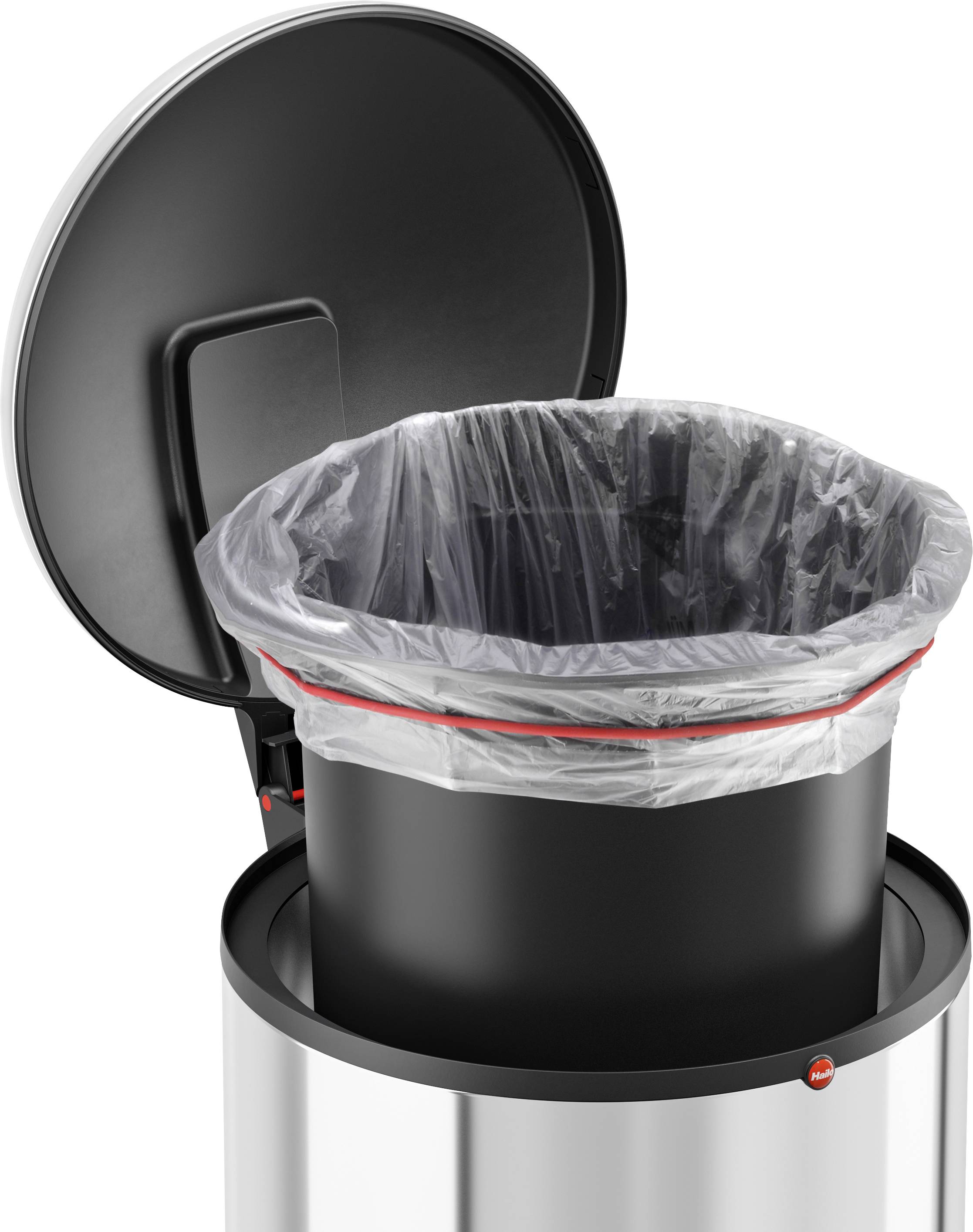 Hailo Harmony L 0531-010 Mülleimer 20 l Edelstahl (Ø x H) 308 mm x 642 mm Silber Fuß-Tretmechanik 1 St.