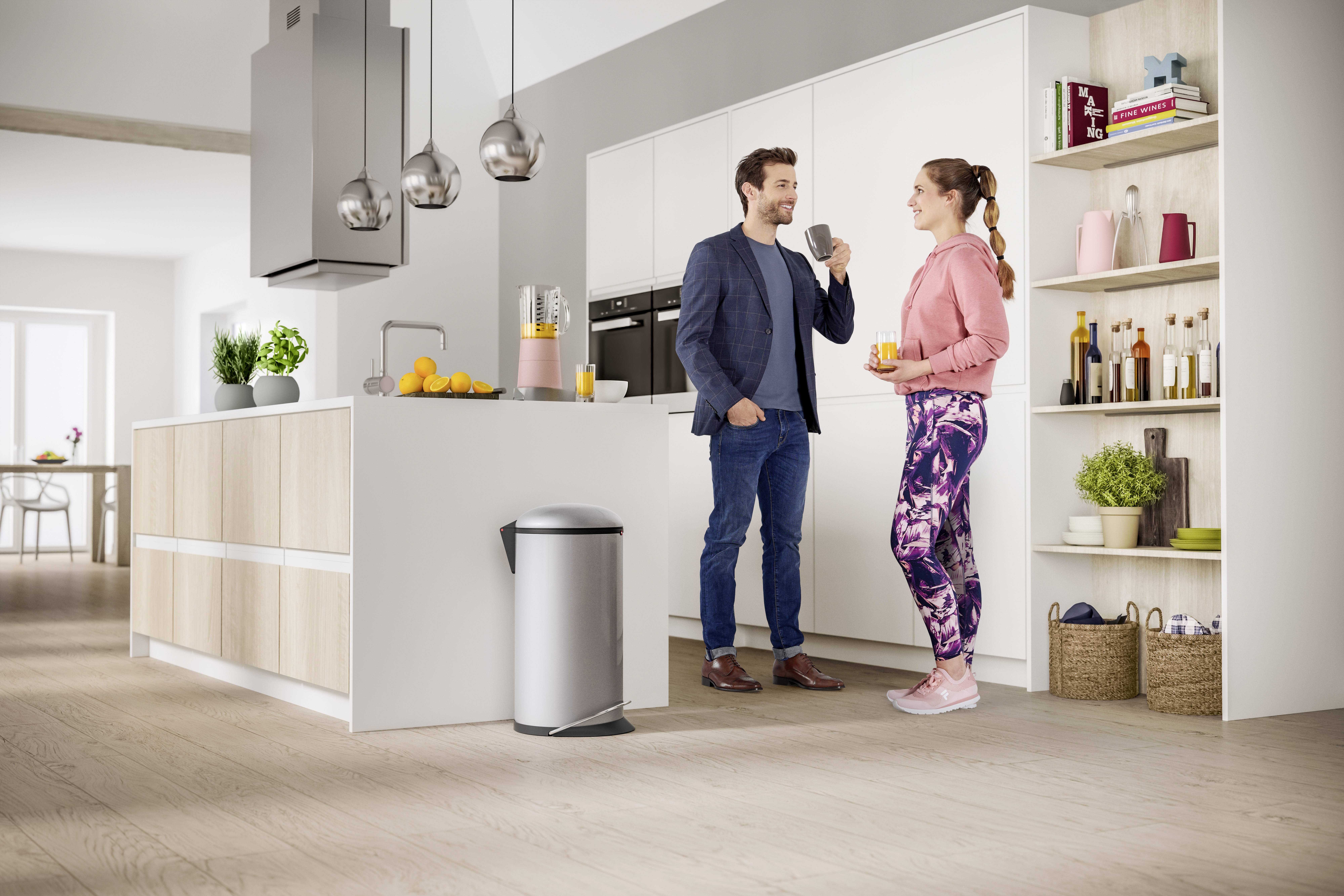 Hailo Harmony L 0531-010 Mülleimer 20 l Edelstahl (Ø x H) 308 mm x 642 mm Silber Fuß-Tretmechanik 1 St.