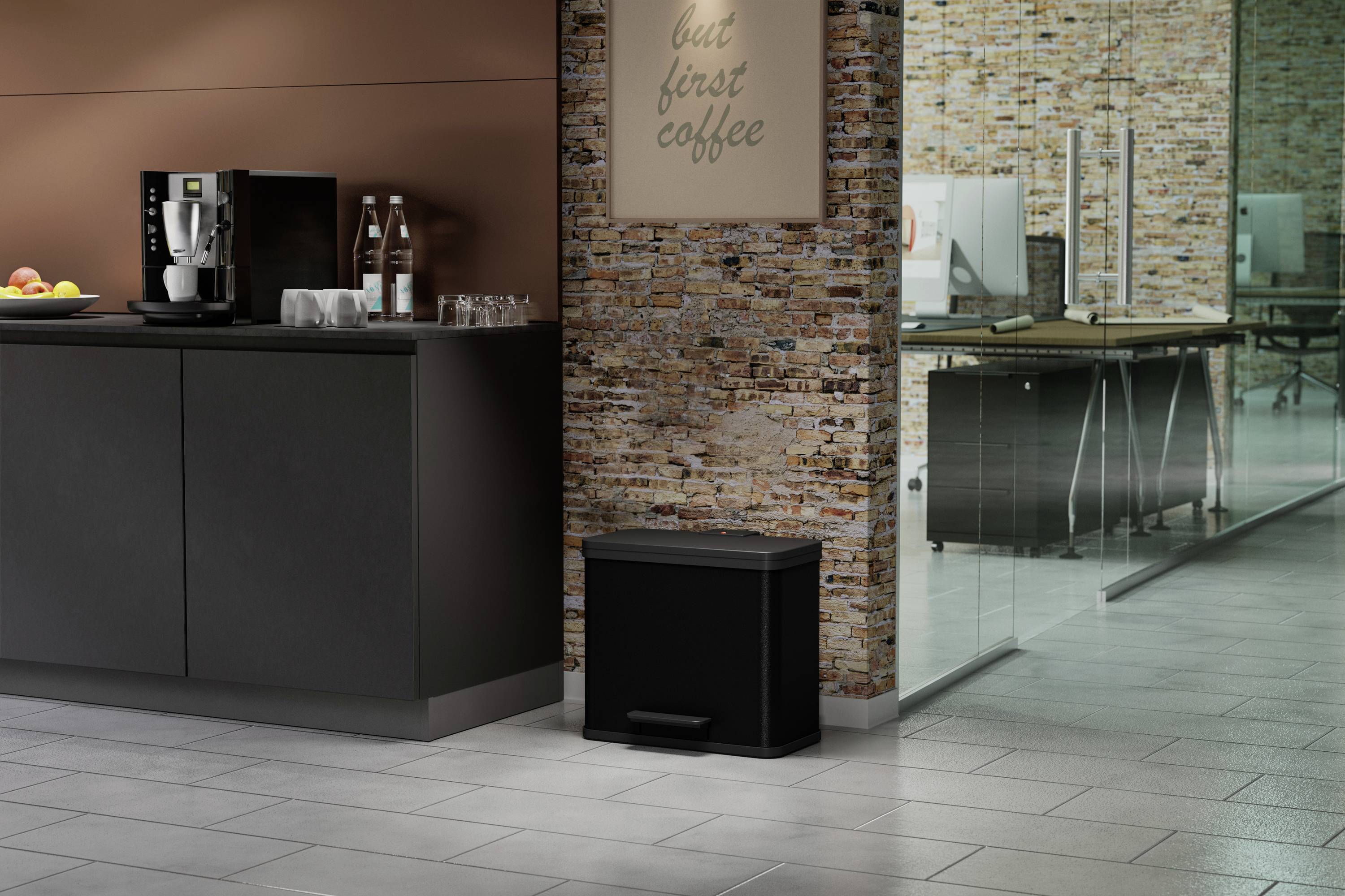 Hailo öko trio plus L 6332600 Mülleimer 27l Stahlblech (B x H x T) 470 x 430 x 340mm Schwarz Fuß-Tretmechanik 1St.