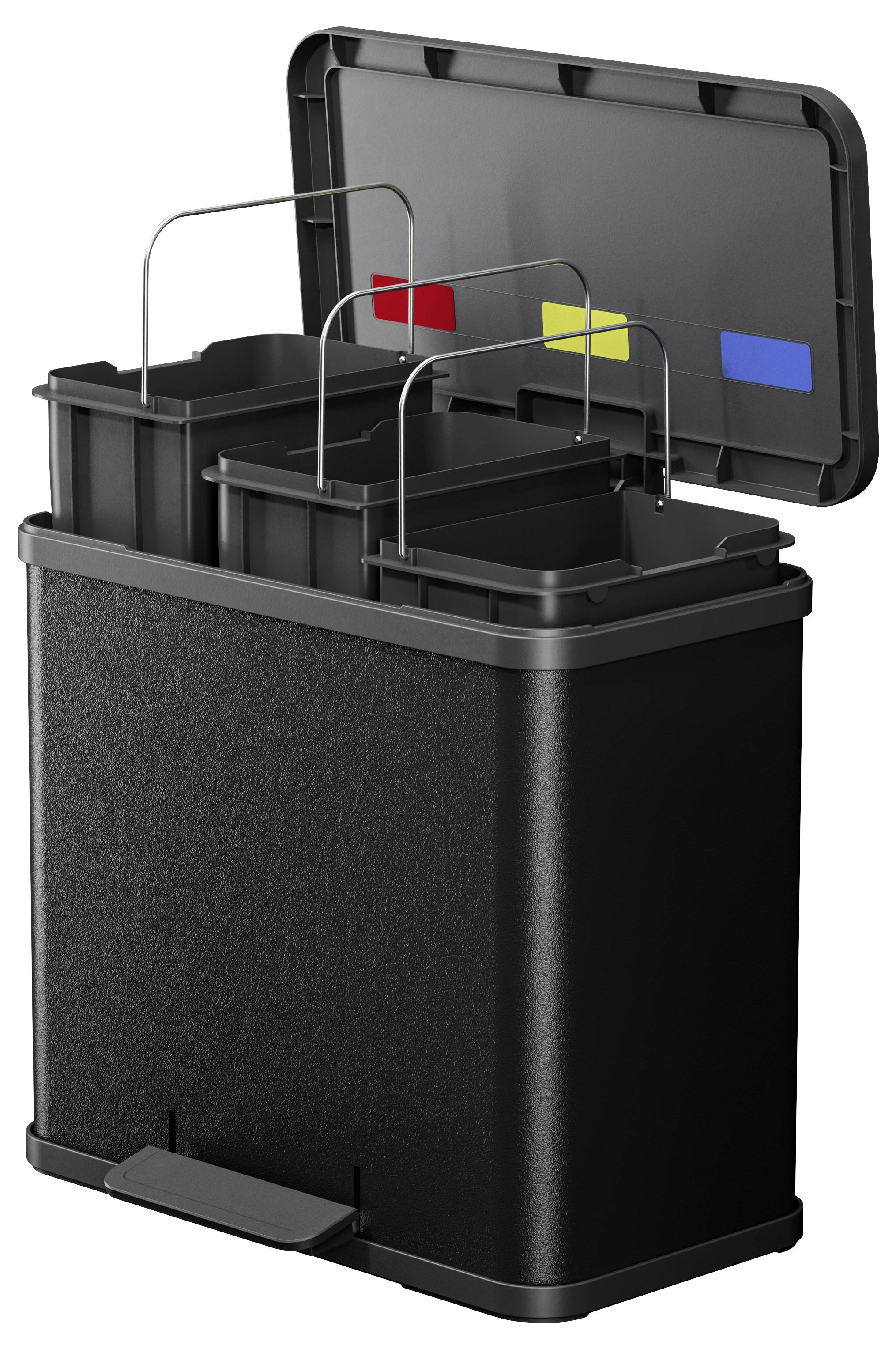 Hailo öko trio plus L 6332600 Mülleimer 27l Stahlblech (B x H x T) 470 x 430 x 340mm Schwarz Fuß-Tretmechanik 1St.