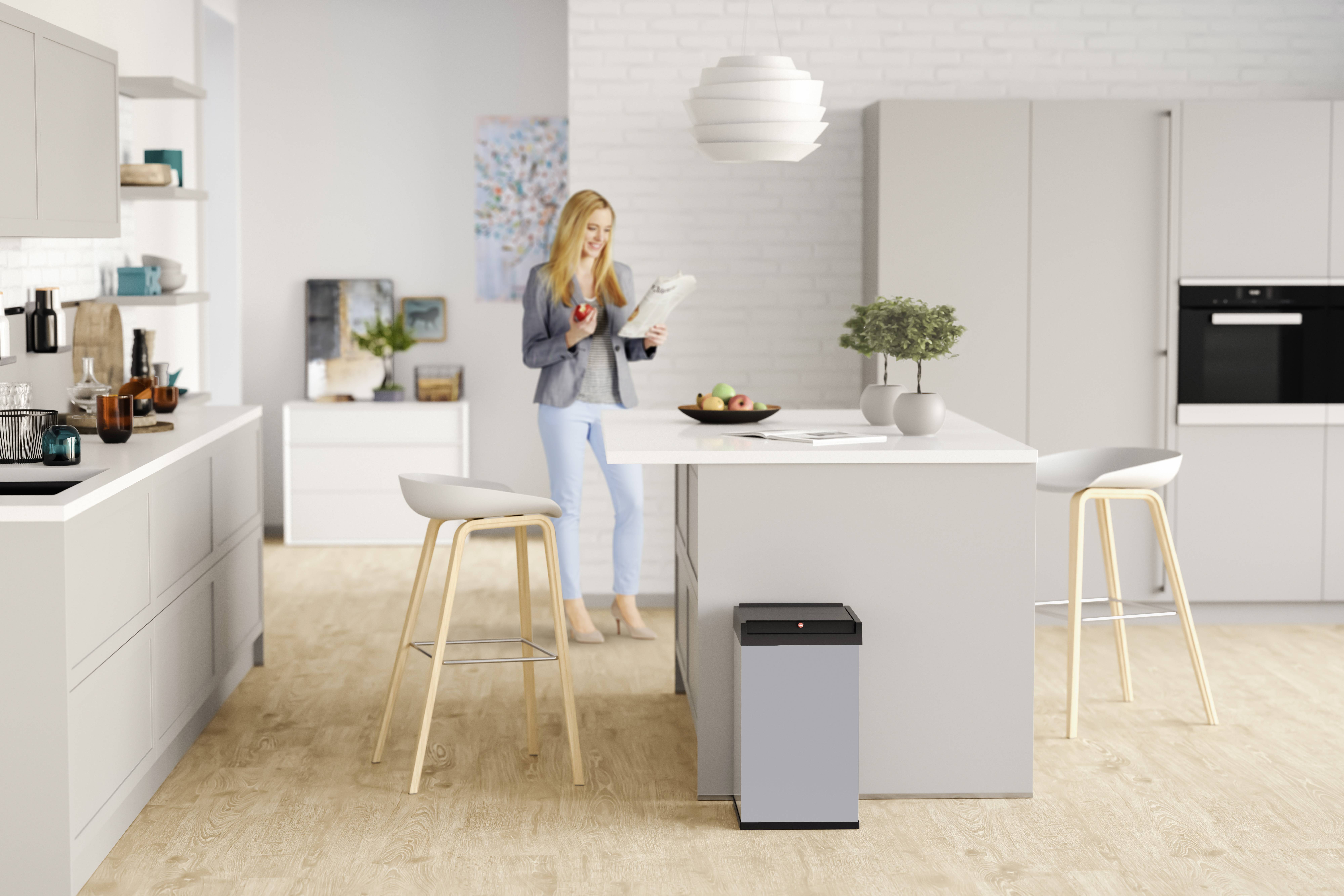 Hailo Big-Box Swing L 8401210 Mülleimer 35l Stahlblech (B x H x T) 339 x 545 x 260mm Silber, Schwarz Selbstschließender