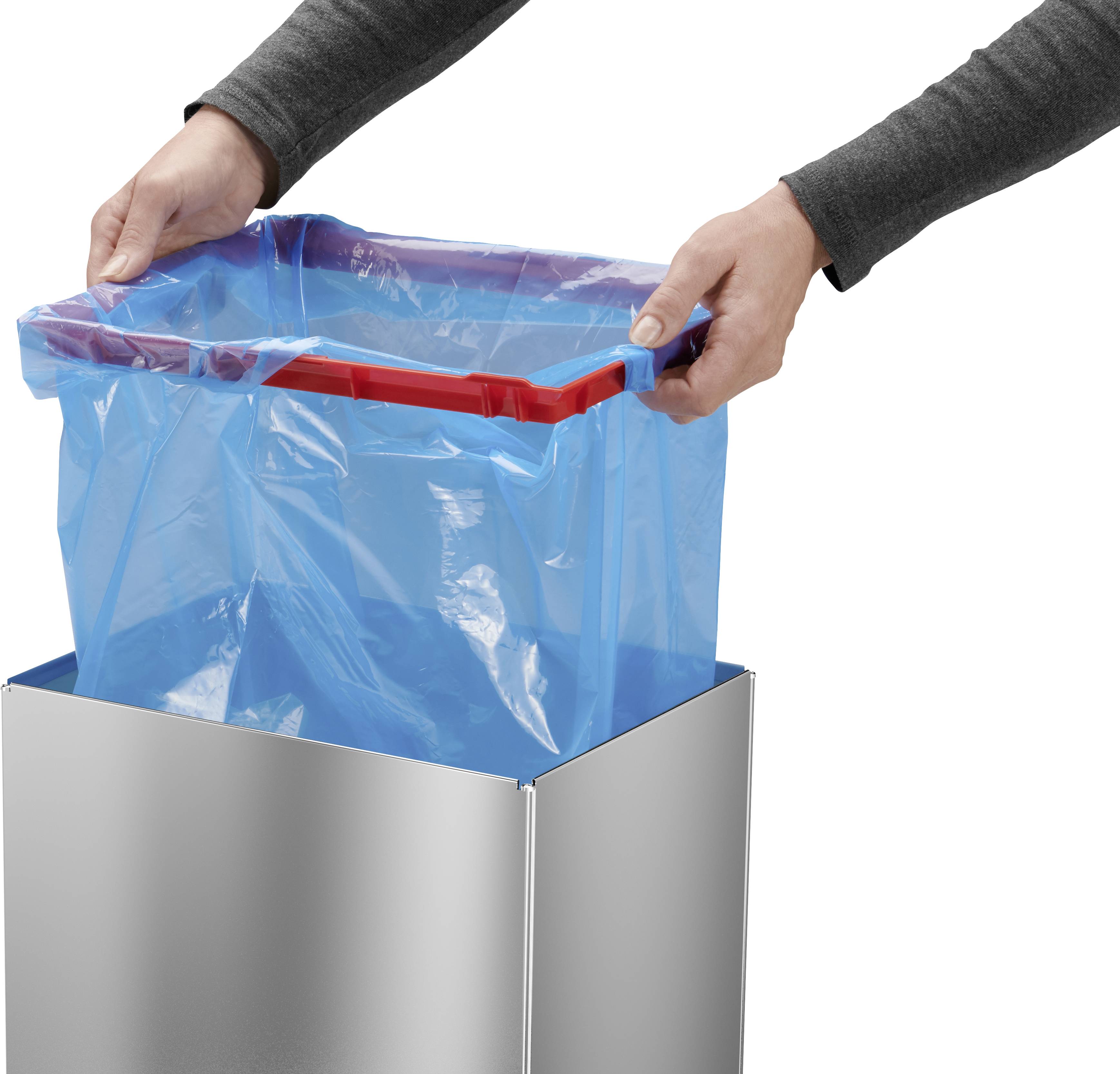 Hailo Bix-Box Swing XL 8602110 Mülleimer 52l Edelstahl (B x H x T) 339 x 763 x 260mm Silber, Schwarz Selbstschließender