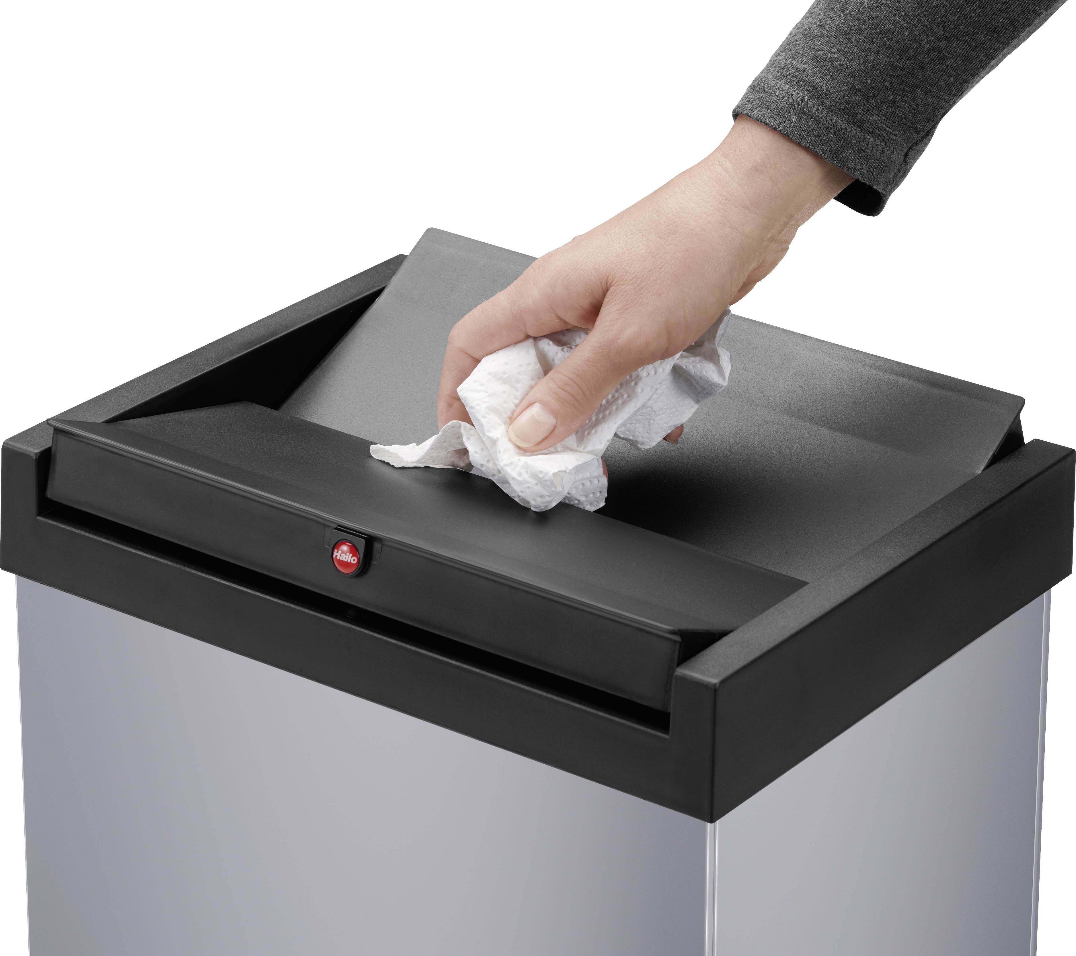 Hailo Bix-Box Swing XL 8602210 Mülleimer 52l Stahlblech (B x H x T) 339 x 763 x 260mm Silber, Schwarz Selbstschließender