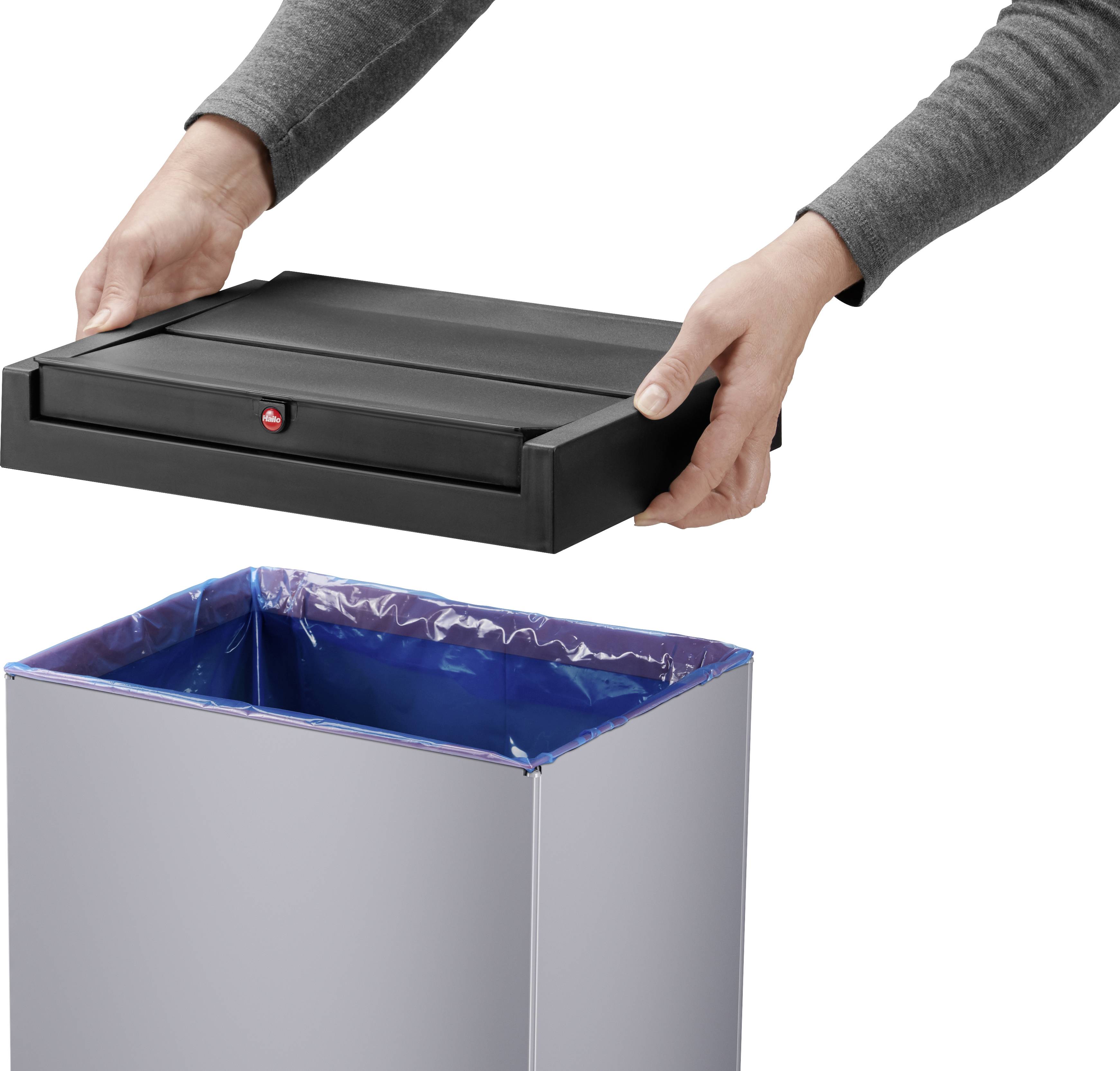Hailo Bix-Box Swing XL 8602210 Mülleimer 52l Stahlblech (B x H x T) 339 x 763 x 260mm Silber, Schwarz Selbstschließender