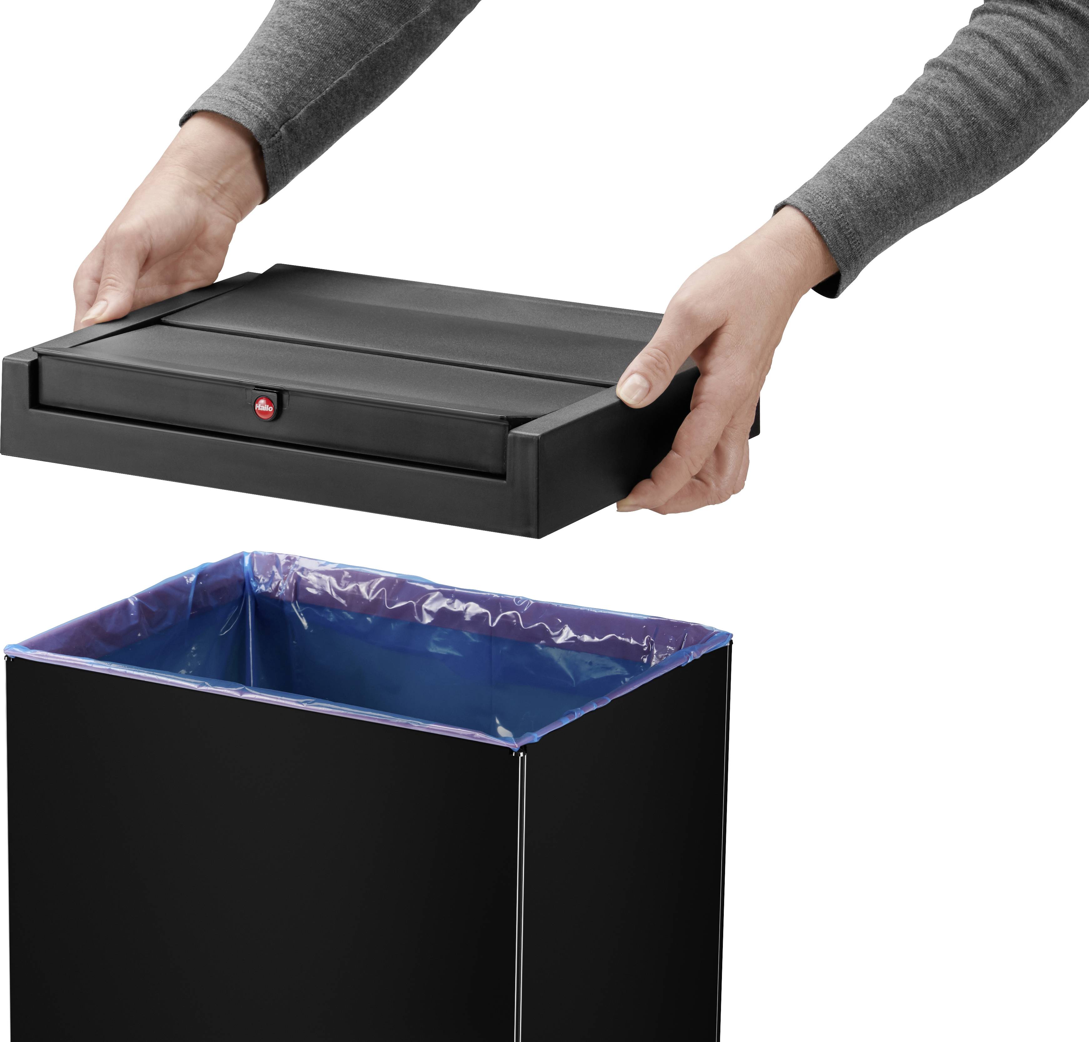 Hailo Bix-Box Swing XL 8602410 Mülleimer 52l Stahlblech (B x H x T) 339 x 763 x 260mm Schwarz Selbstschließender Schwingdeckel