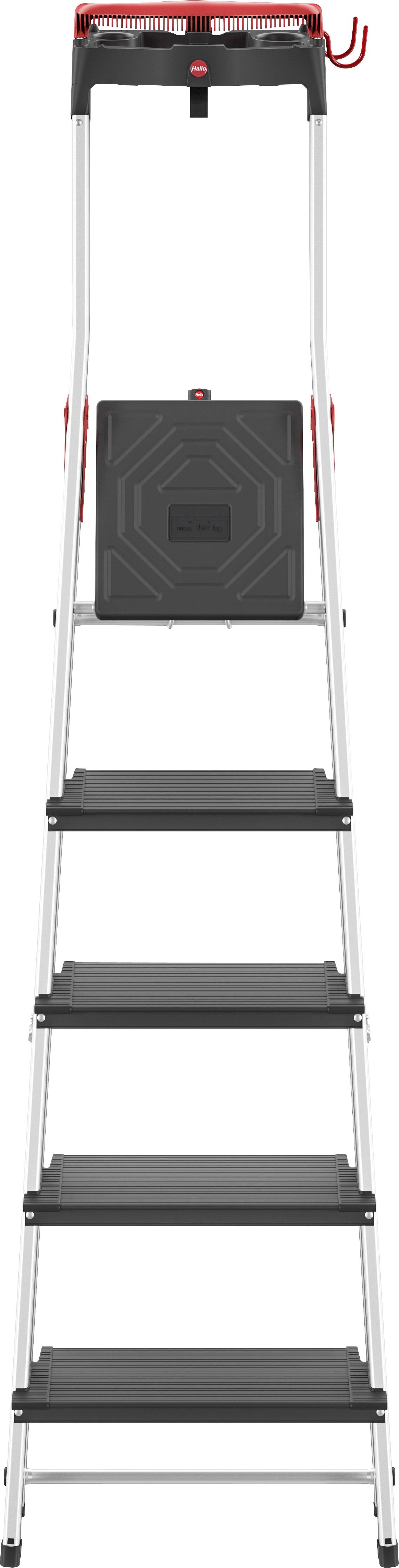 Hailo L100 TOPLINE 8050-507 Aluminium Stufen-Stehleiter inkl. Werkzeugablage Arbeitshöhe (max.): 3.07 m Silber, Schwarz, Rot EN 131 6.3 kg