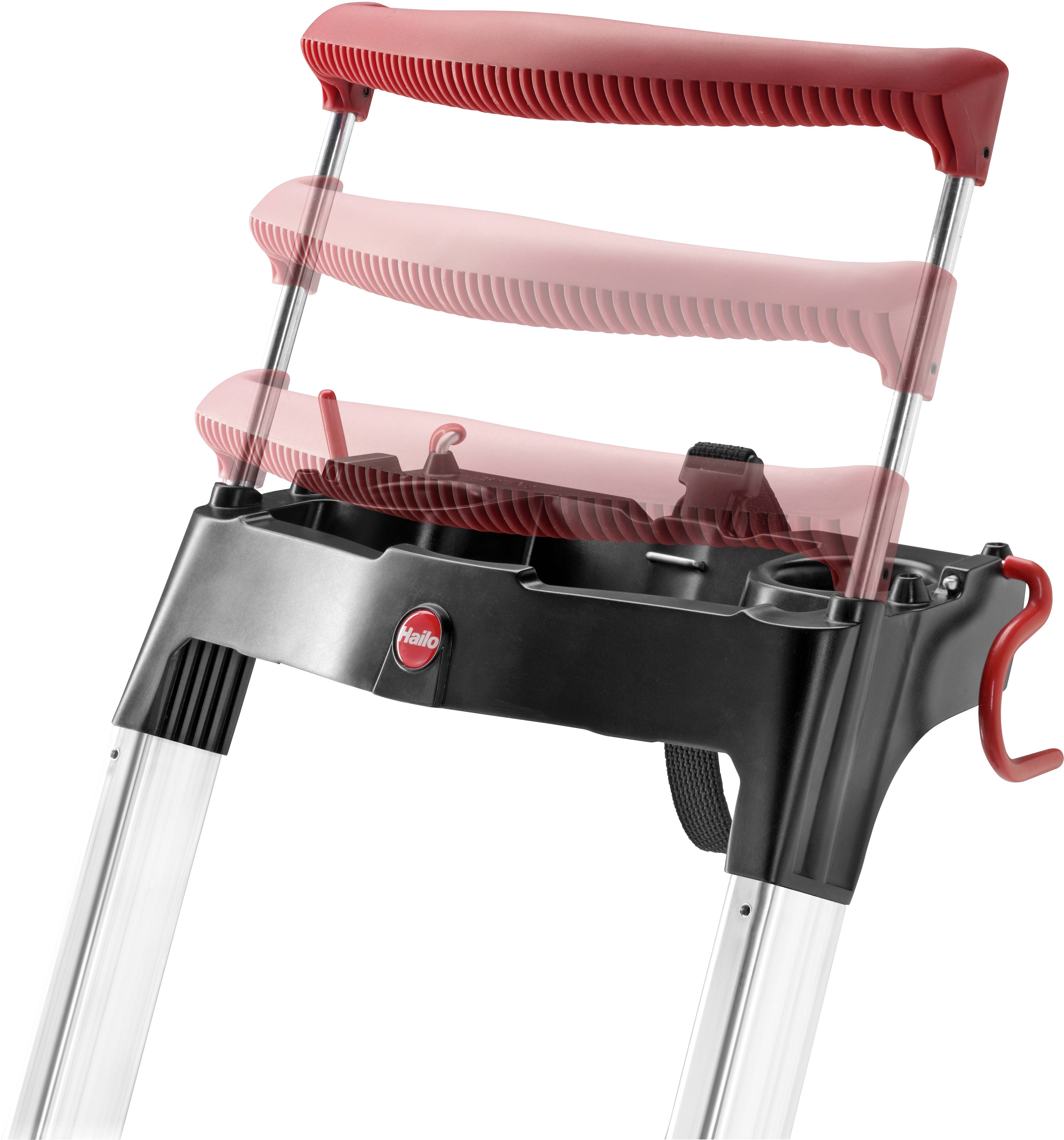 Hailo L100 TOPLINE 8050-307 Aluminium Stufen-Stehleiter inkl. Werkzeugablage Arbeitshöhe (max.): 2.63m Silber, Schwarz, Rot EN
