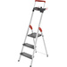 Hailo L100 TOPLINE 8050-307 Aluminium Stufen-Stehleiter inkl. Werkzeugablage Arbeitshöhe (max.): 2.63m Silber, Schwarz, Rot EN