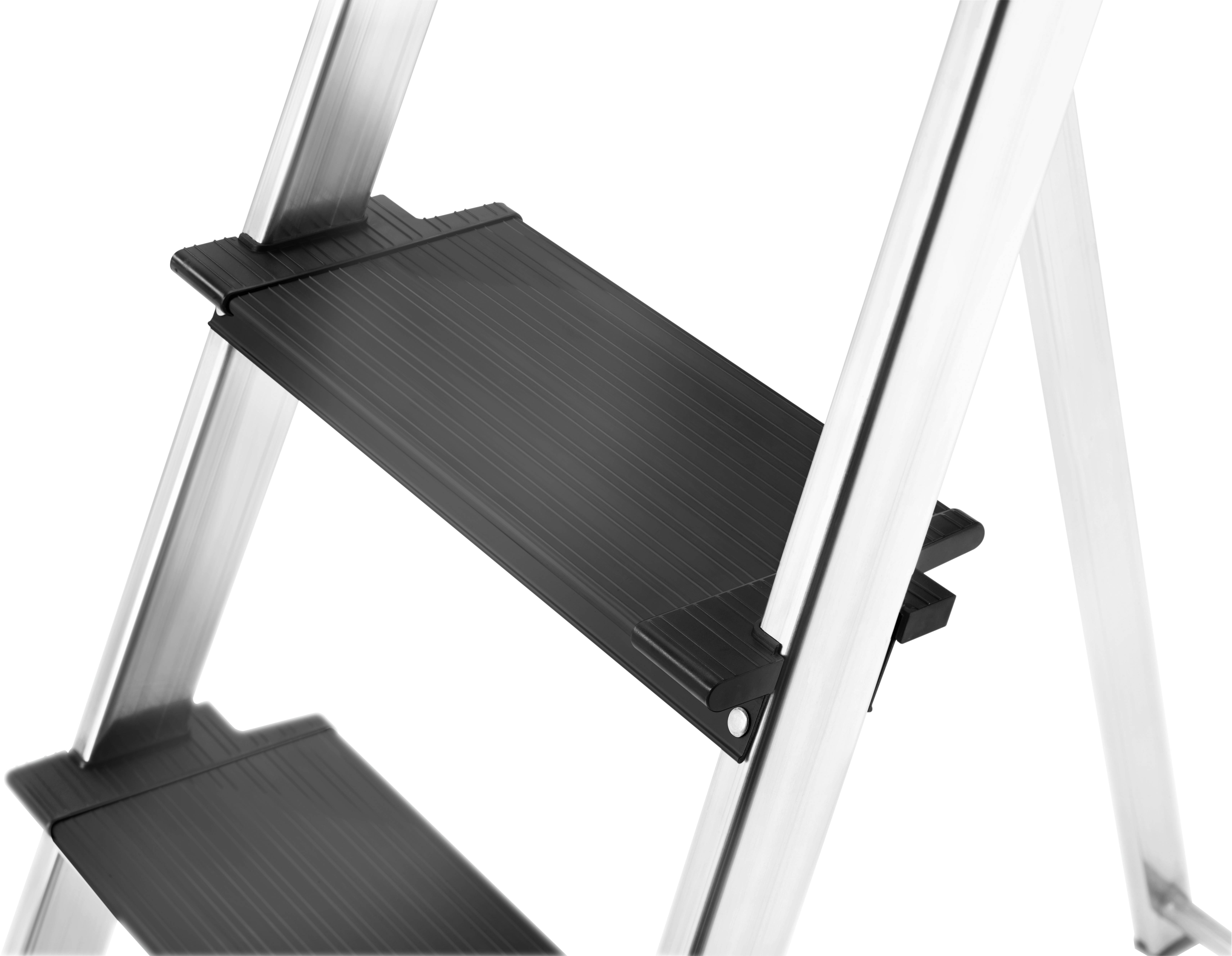 Hailo L100 TOPLINE 8050-307 Aluminium Stufen-Stehleiter inkl. Werkzeugablage Arbeitshöhe (max.): 2.63m Silber, Schwarz, Rot EN