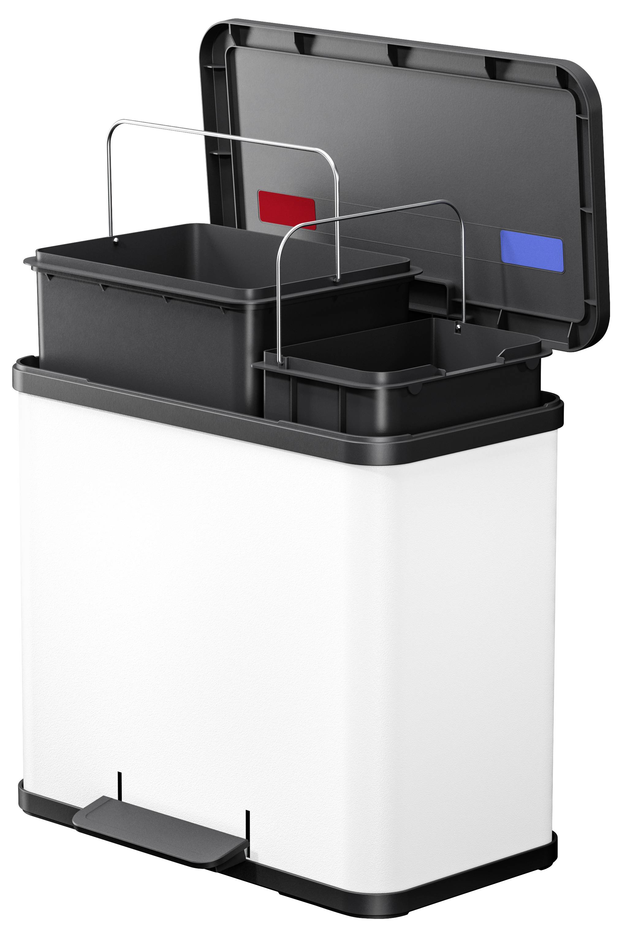 Hailo öko duo plus L 6302300 Mülleimer 26l Stahlblech (B x H x T) 470 x 430 x 340mm Weiß Fuß-Tretmechanik 1St.