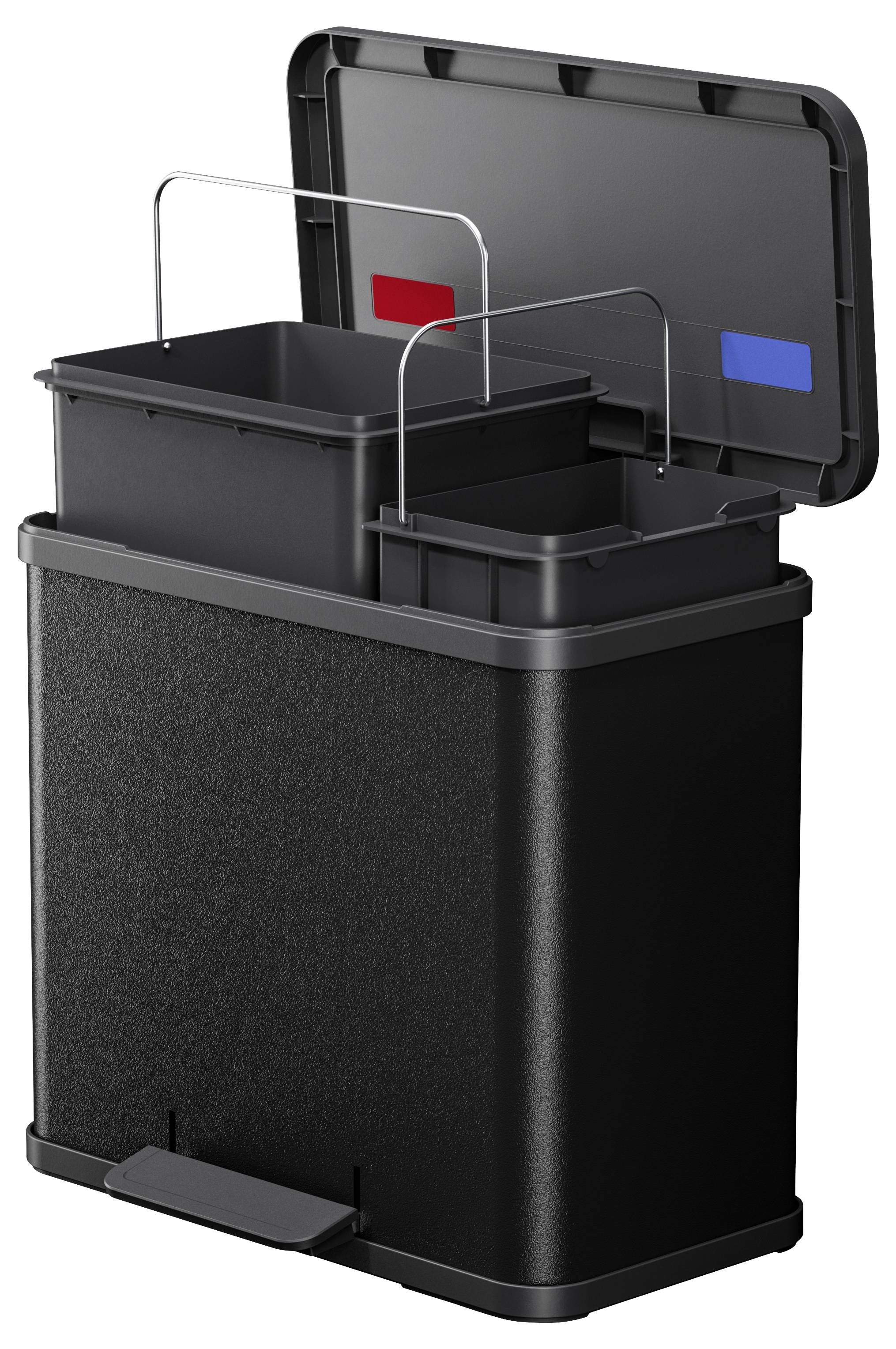 Hailo öko duo plus L 6302600 Mülleimer 26l Stahlblech (B x H x T) 470 x 430 x 340mm Schwarz Fuß-Tretmechanik 1St.