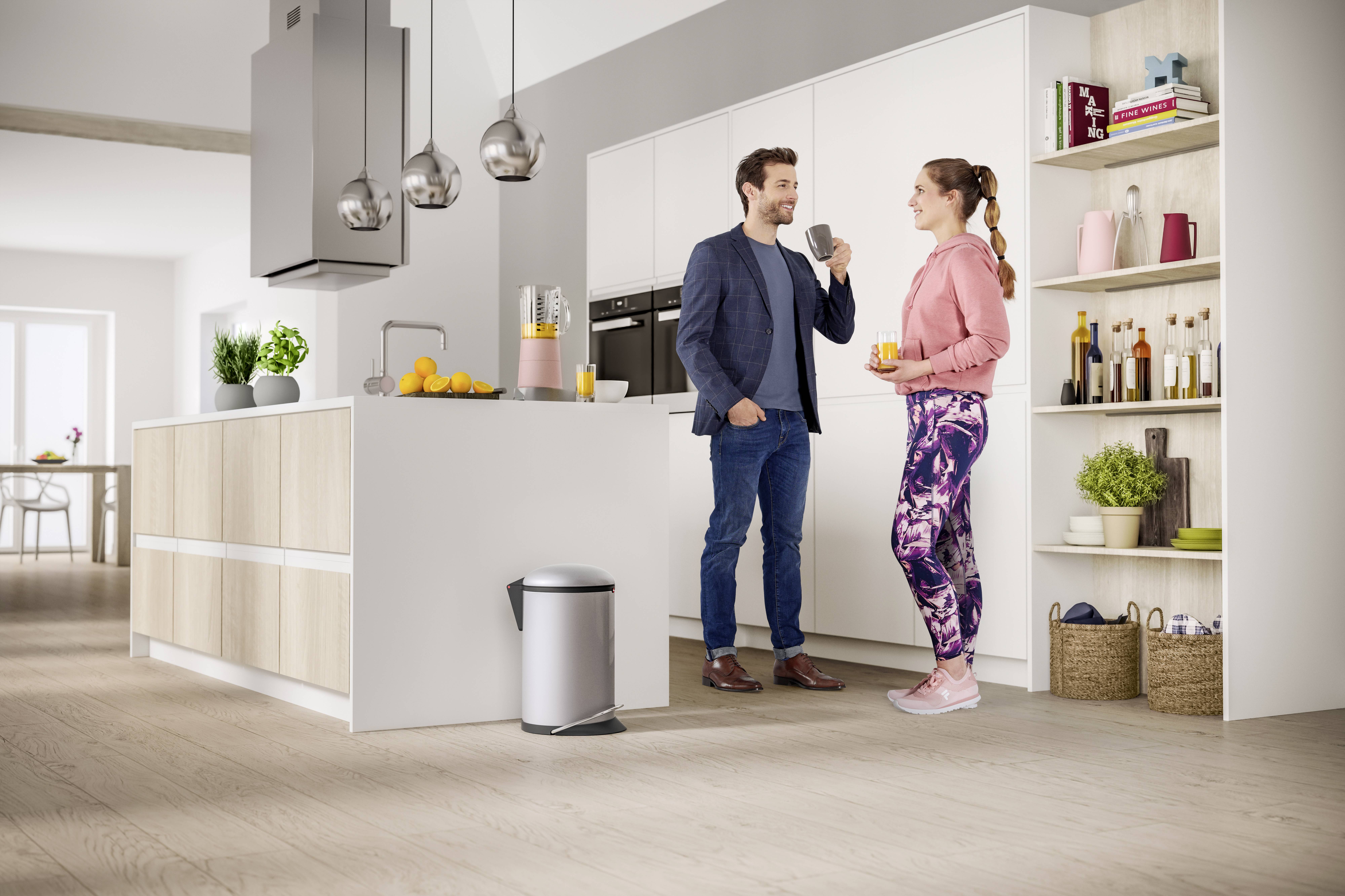 Hailo Harmony M 0515-010 Mülleimer 12l Edelstahl (Ø x H) 263mm x 465mm Silber Fuß-Tretmechanik 1St.