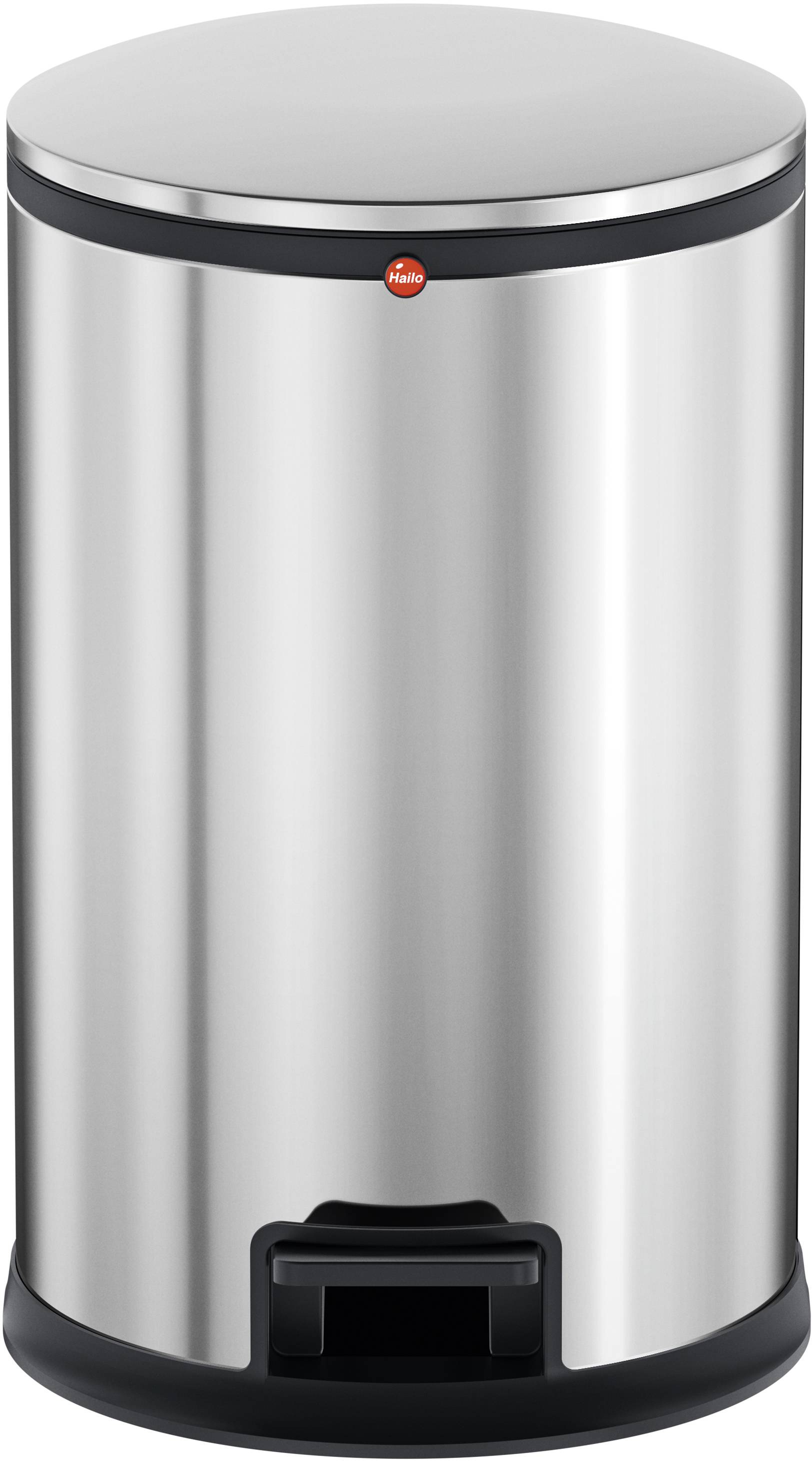 Hailo Pure M 0517-010 Mülleimer 12l Edelstahl (Ø x H) 263mm x 435mm Silber Fuß-Tretmechanik 1St.