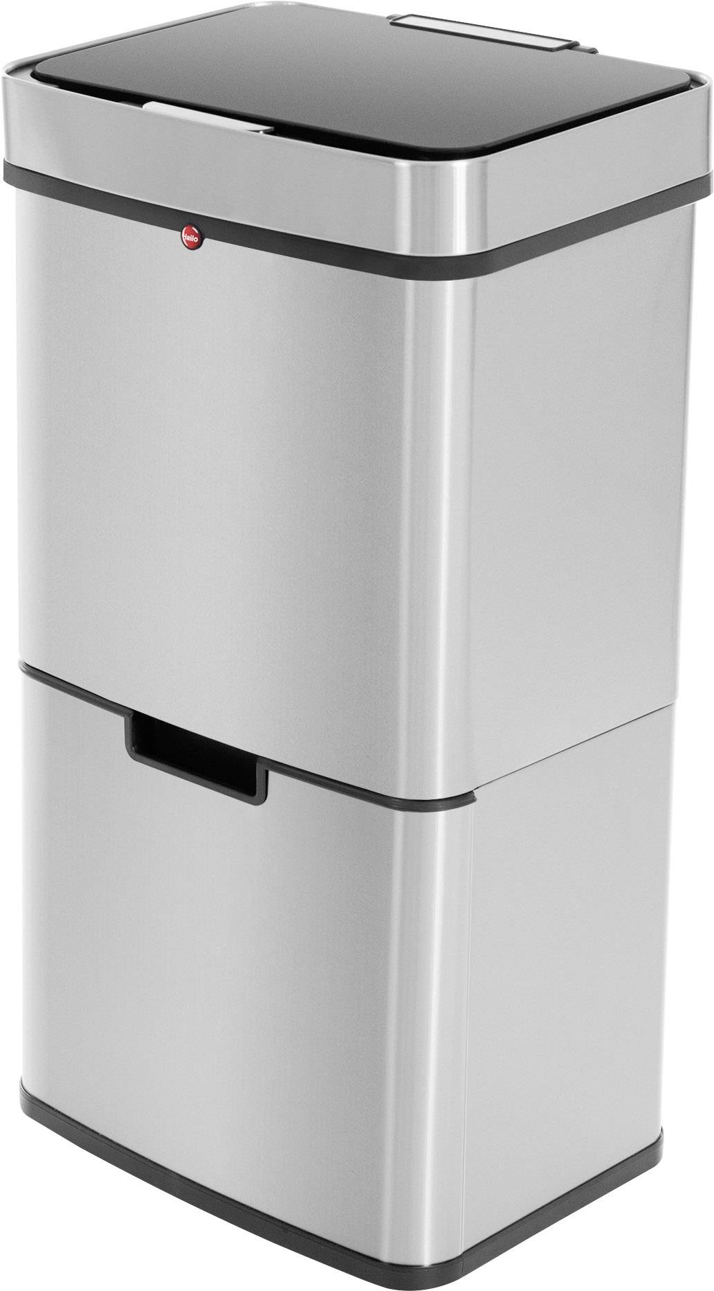 Hailo öko vario XL Mülltrenn-System 50 l Edelstahl (B x H x T) 420 x 785 x 315 mm Silber, Schwarz Anti-Fingerprint 1 St.