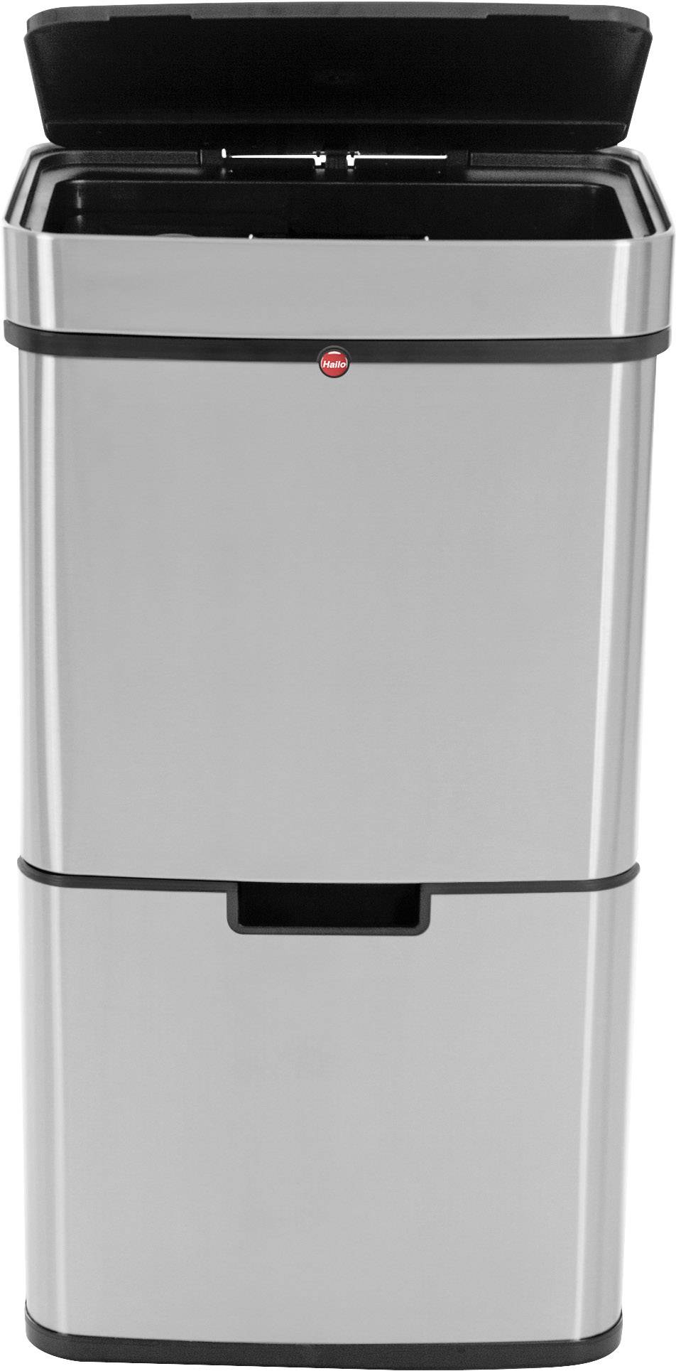 Hailo öko vario XL Mülltrenn-System 50 l Edelstahl (B x H x T) 420 x 785 x 315 mm Silber, Schwarz Anti-Fingerprint 1 St.