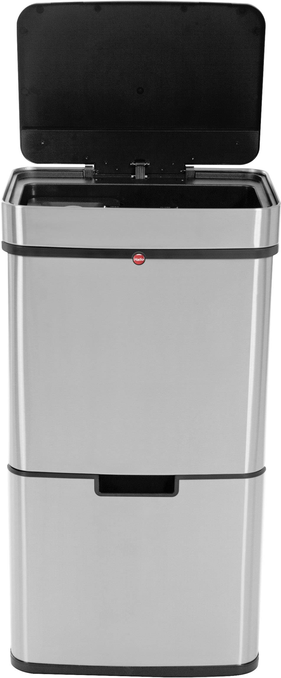 Hailo öko vario XL Mülltrenn-System 50 l Edelstahl (B x H x T) 420 x 785 x 315 mm Silber, Schwarz Anti-Fingerprint 1 St.