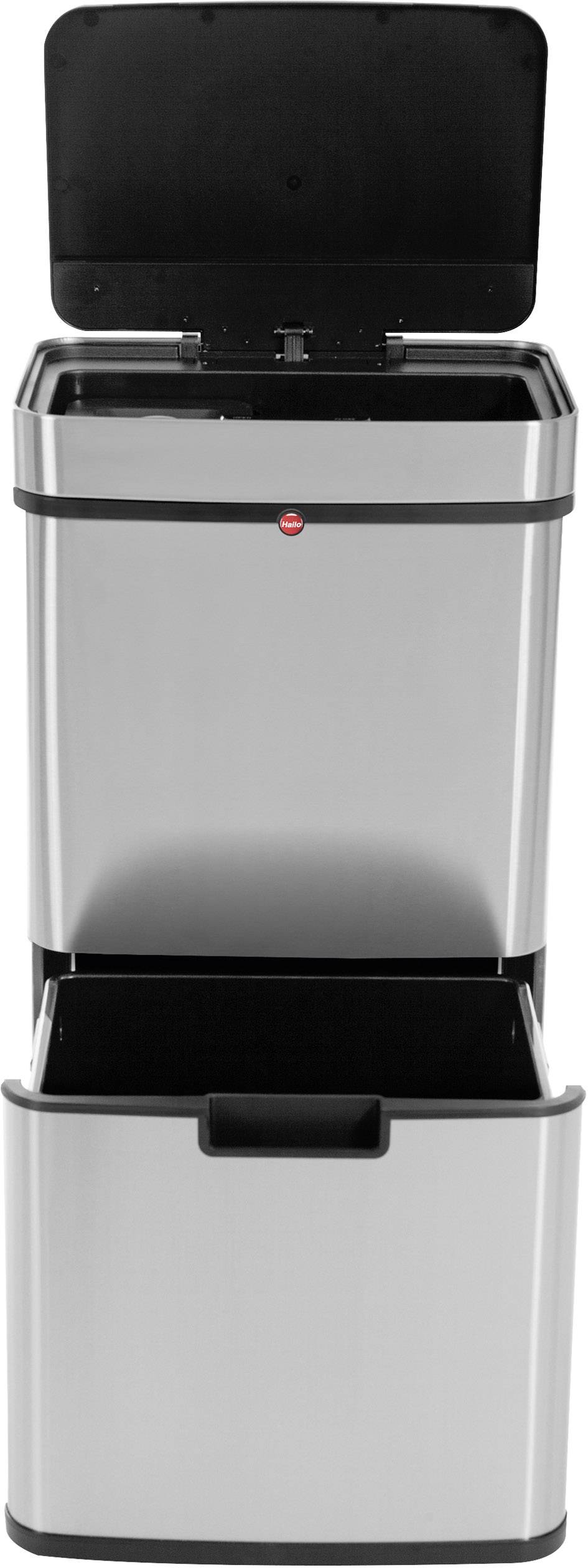 Hailo öko vario XL Mülltrenn-System 50 l Edelstahl (B x H x T) 420 x 785 x 315 mm Silber, Schwarz Anti-Fingerprint 1 St.