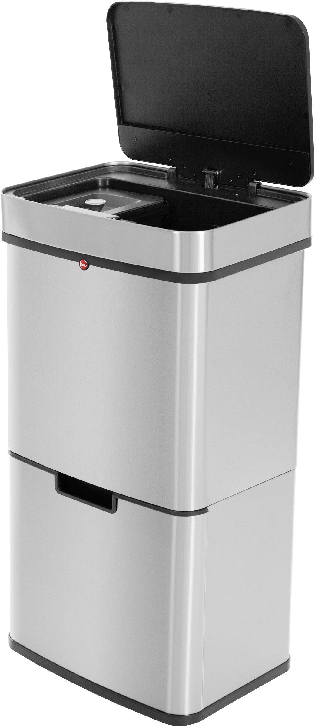 Hailo öko vario XL Mülltrenn-System 50 l Edelstahl (B x H x T) 420 x 785 x 315 mm Silber, Schwarz Anti-Fingerprint 1 St.