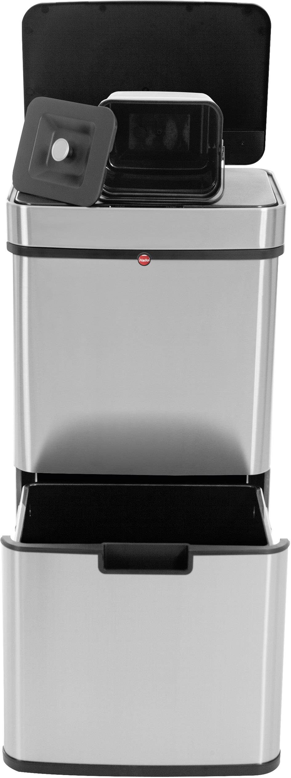 Hailo öko vario XL Mülltrenn-System 50 l Edelstahl (B x H x T) 420 x 785 x 315 mm Silber, Schwarz Anti-Fingerprint 1 St.