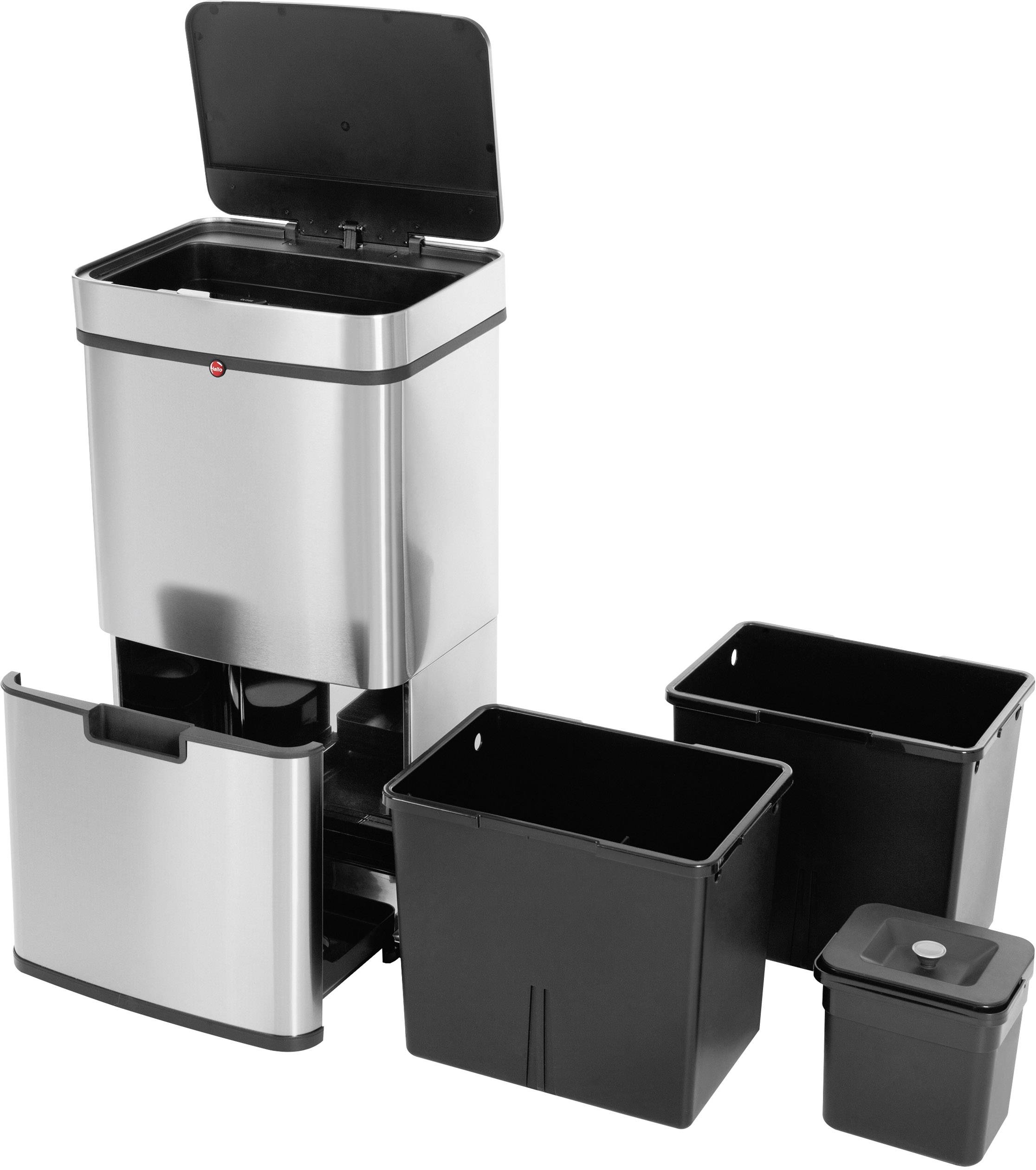 Hailo öko vario XL Mülltrenn-System 50 l Edelstahl (B x H x T) 420 x 785 x 315 mm Silber, Schwarz Anti-Fingerprint 1 St.