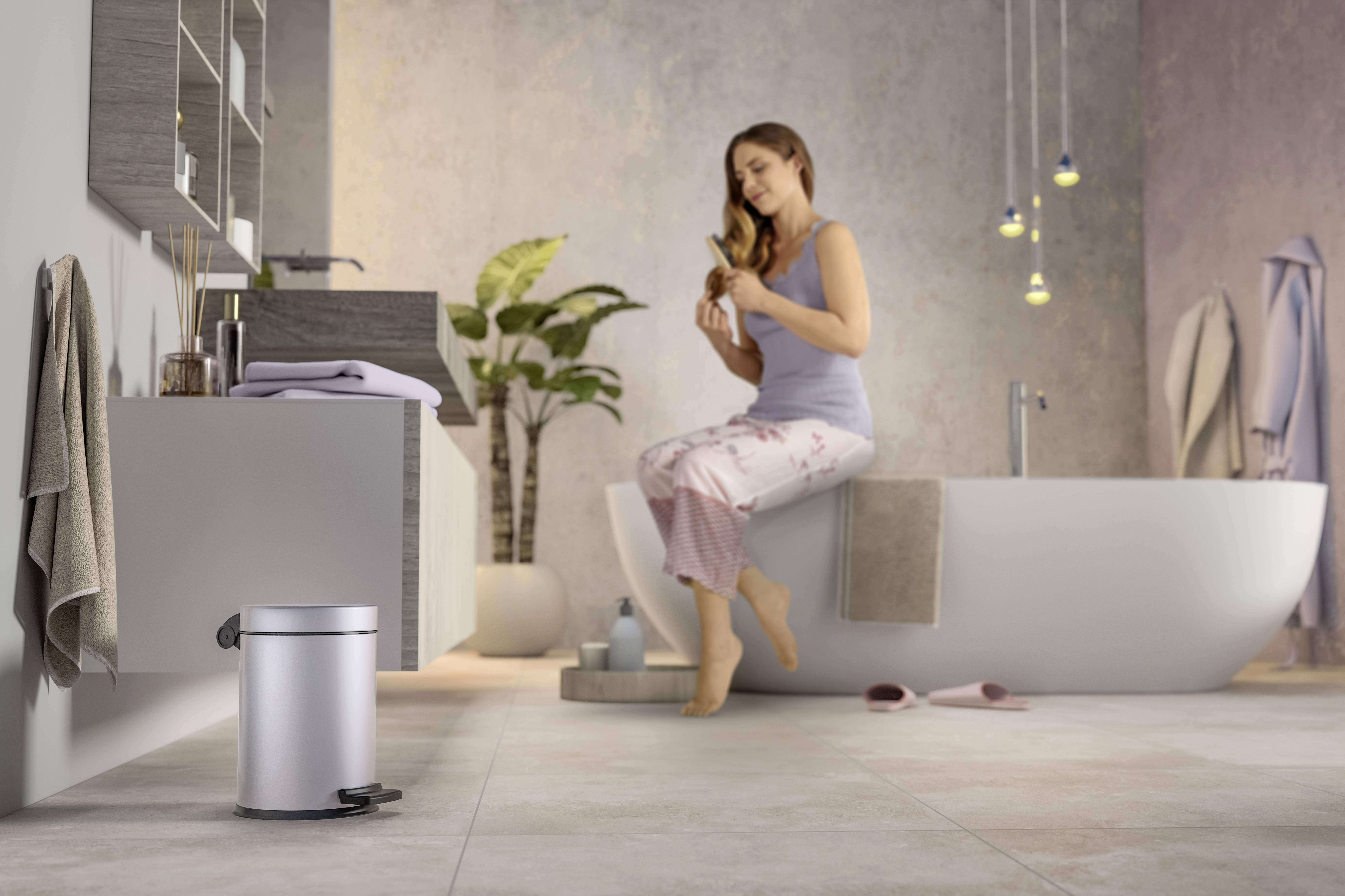 Hailo Solid S 0704-460 Kosmetikeimer 4 l Stahlblech (B x H) 180 mm x 270 mm Weiß Fuß-Tretmechanik 1 St.