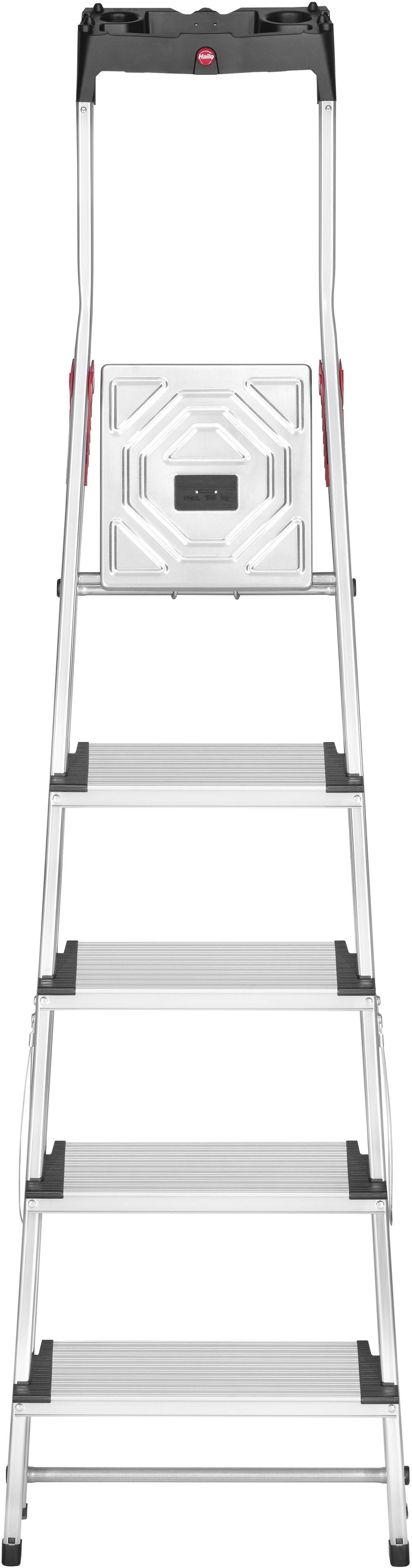 Hailo L80 ComfortLine 8040-507 Aluminium Stufen-Stehleiter inkl. Werkzeugablage Arbeitshöhe (max.): 2.8m Silber, Schwarz, Rot EN