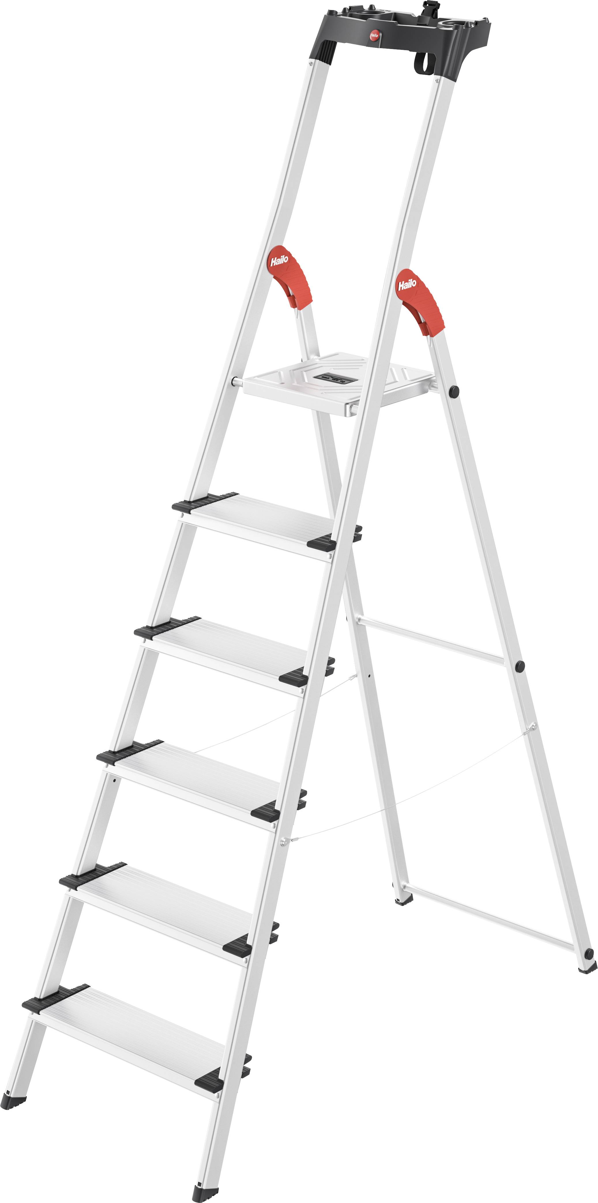 Hailo L80 ComfortLine 8040-607 Aluminium Stufen-Stehleiter inkl. Werkzeugablage Arbeitshöhe (max.): 3.05 m Silber, Schwarz, Rot EN 131 6.7 kg