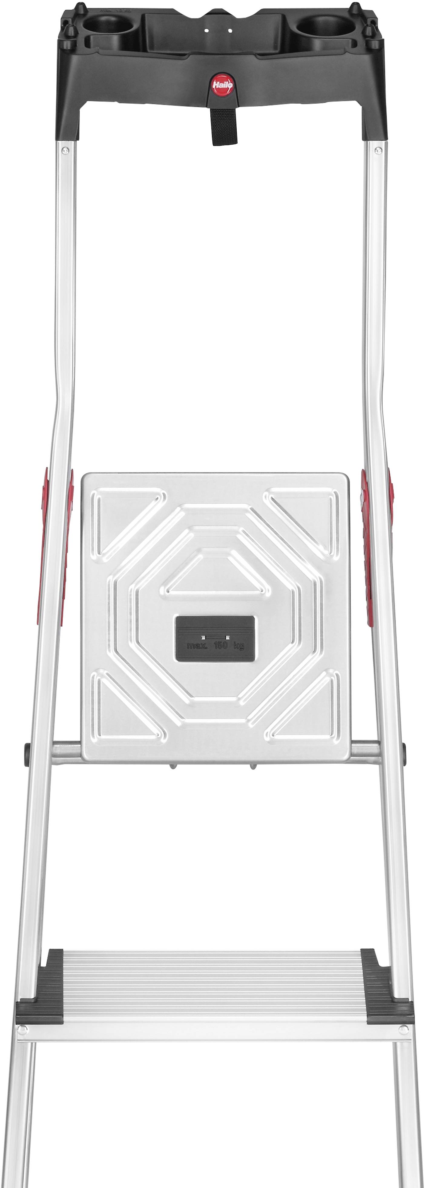 Hailo L80 ComfortLine 8040-607 Aluminium Stufen-Stehleiter inkl. Werkzeugablage Arbeitshöhe (max.): 3.05 m Silber, Schwarz, Rot EN 131 6.7 kg