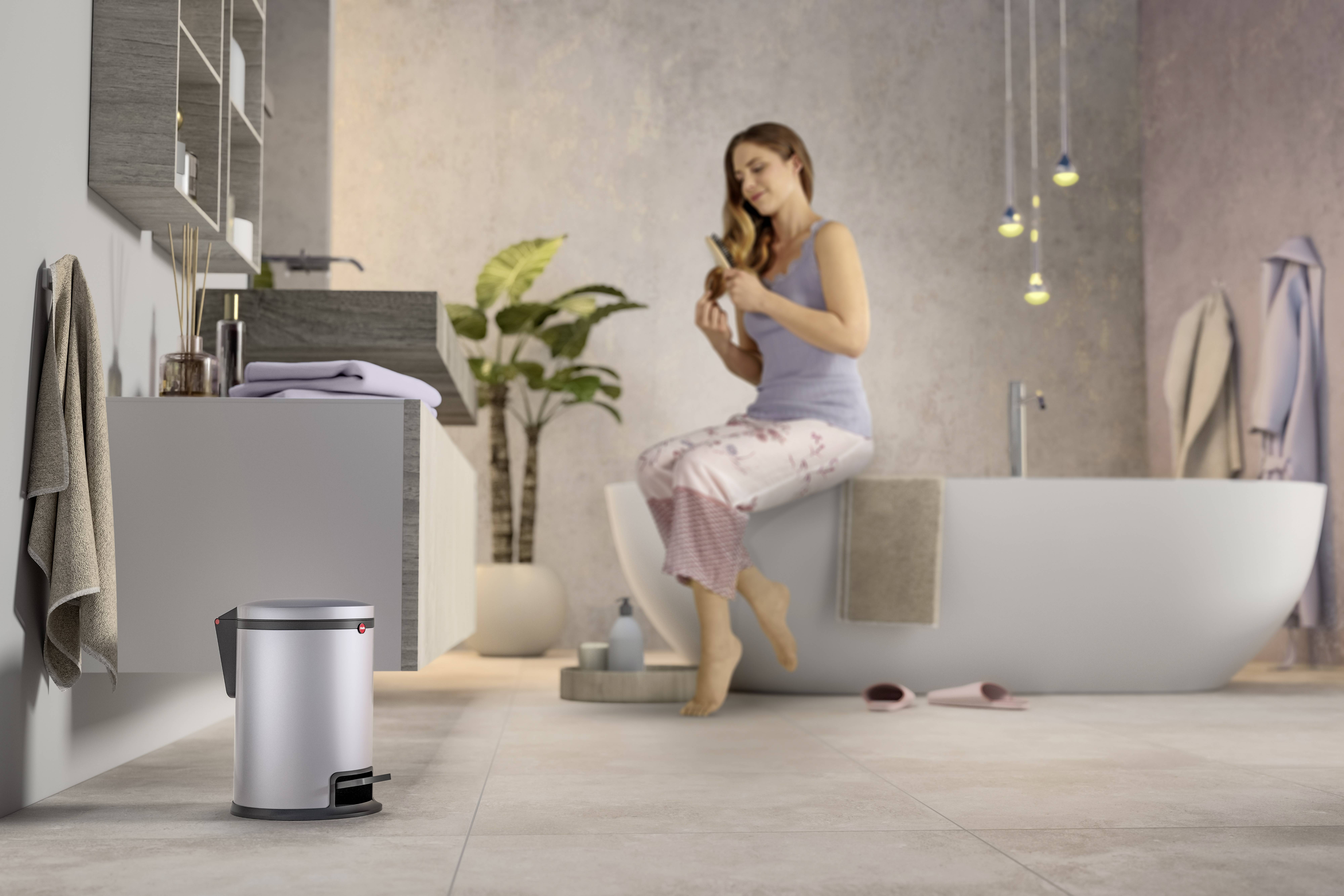 Hailo Pure S 0504-040 Kosmetikeimer 3l Stahlblech (Ø x H) 178mm x 280mm Rot Fuß-Tretmechanik 1St.