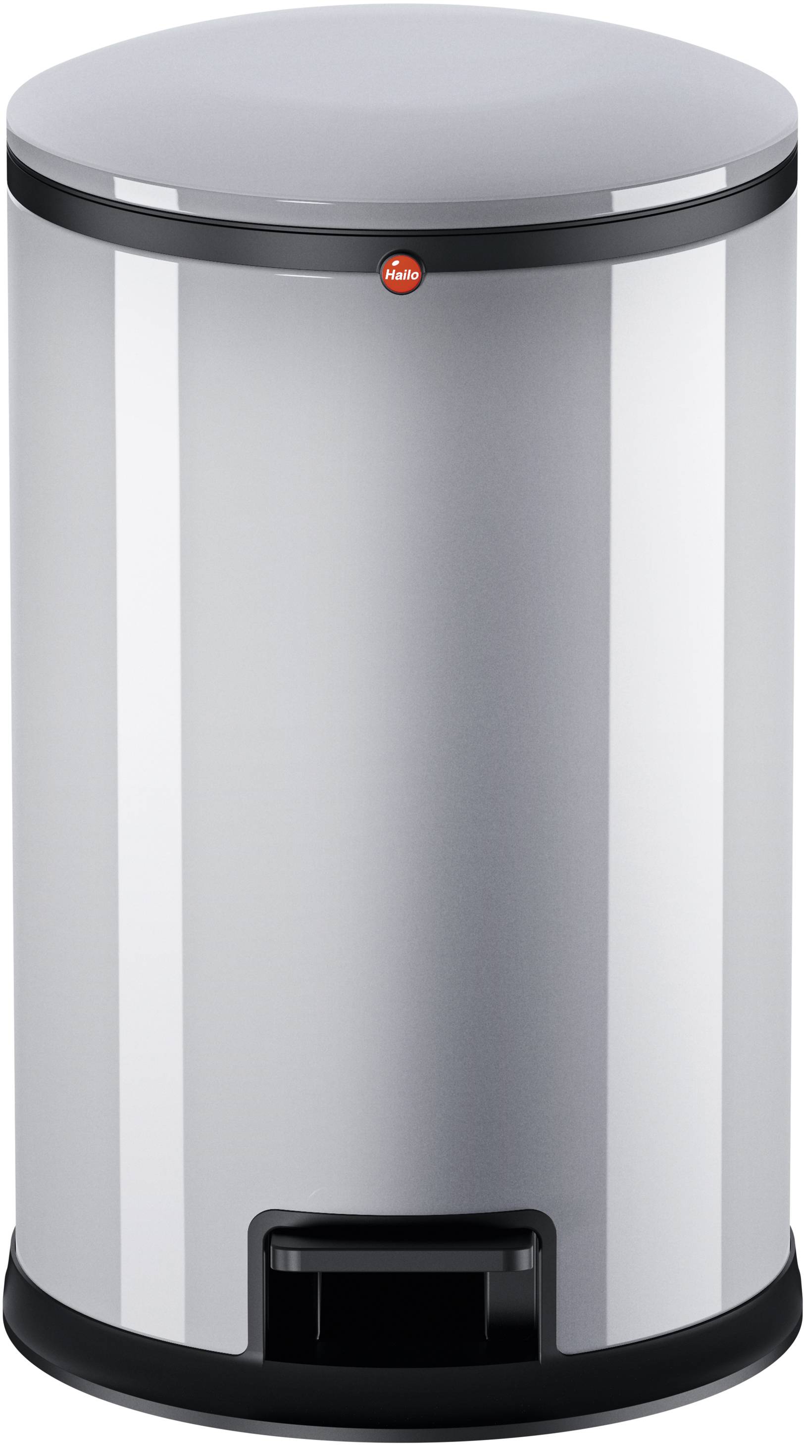 Hailo Pure M 0517-020 Mülleimer 12l Stahlblech (Ø x H) 263mm x 435mm Silber Fuß-Tretmechanik 1St.