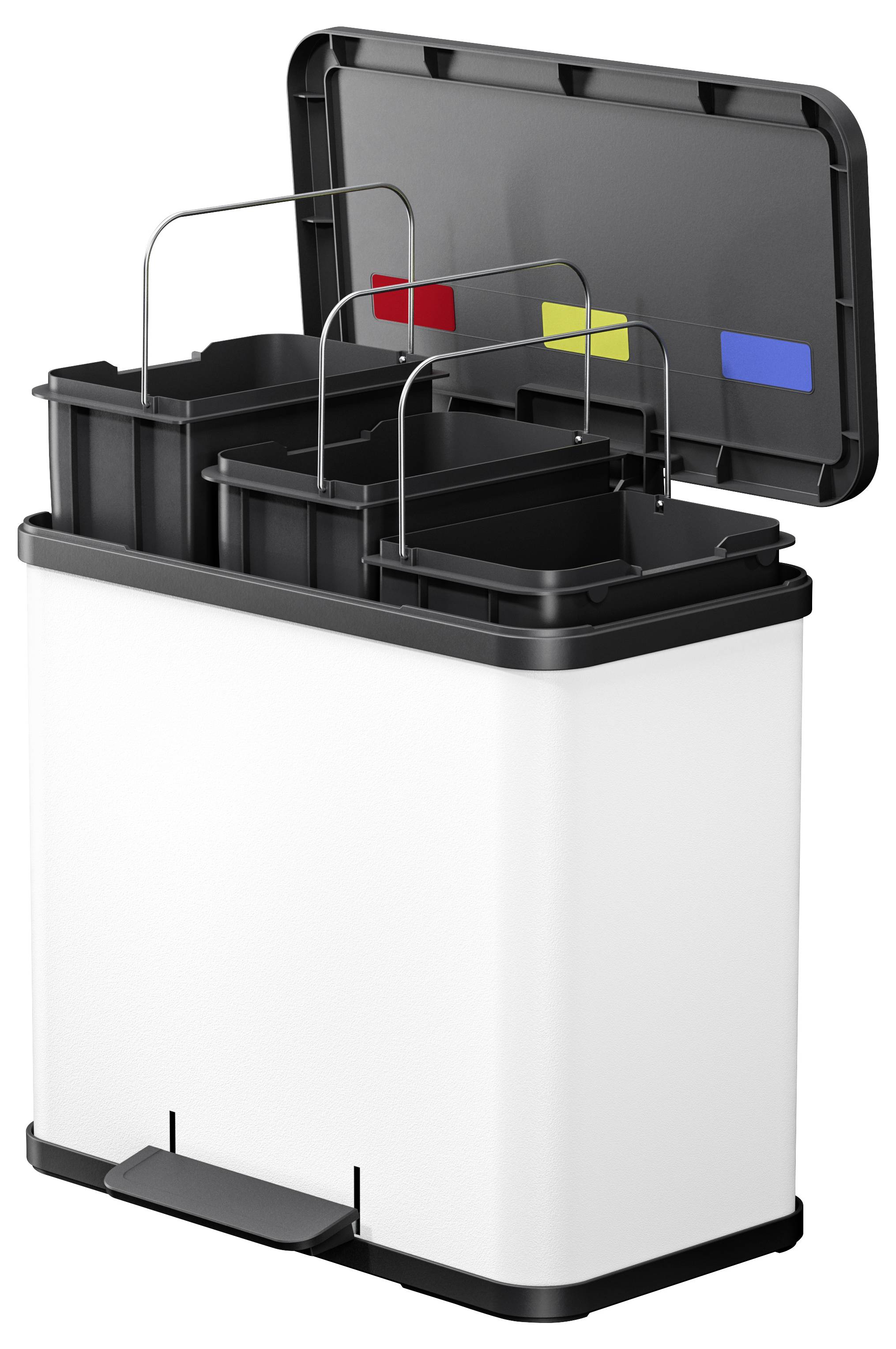 Hailo öko trio plus L 6332300 Mülleimer 27l Stahlblech (B x H x T) 470 x 430 x 340mm Weiß Fuß-Tretmechanik 1St.